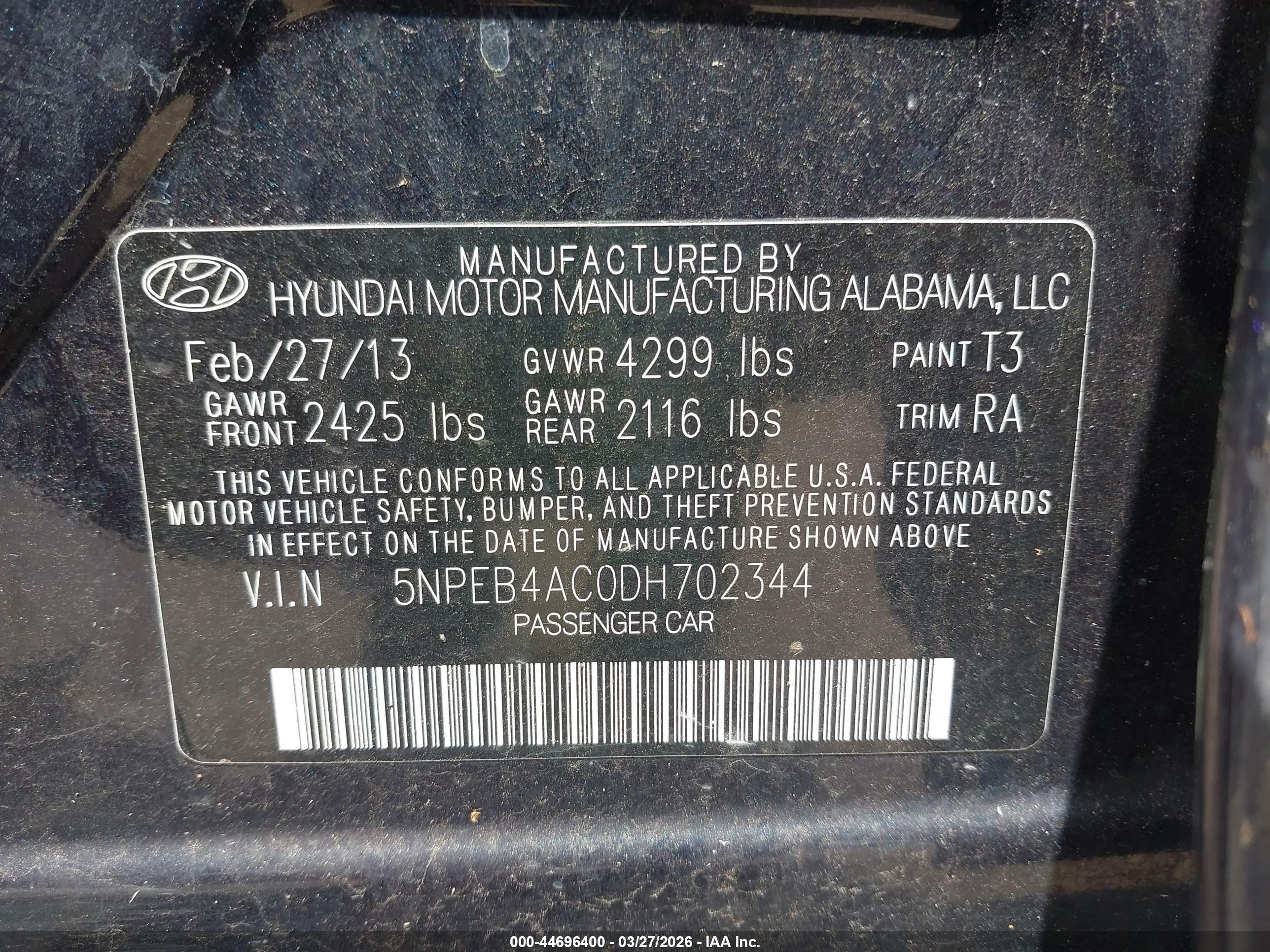 2013 Hyundai Sonata Gls Синий vin: 5NPEB4AC0DH702344