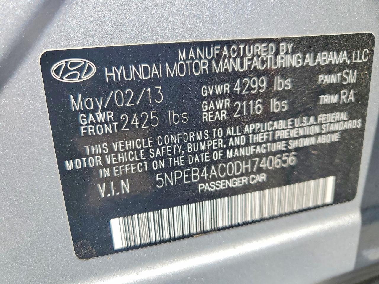 2013 Hyundai Sonata Gls Silver vin: 5NPEB4AC0DH740656