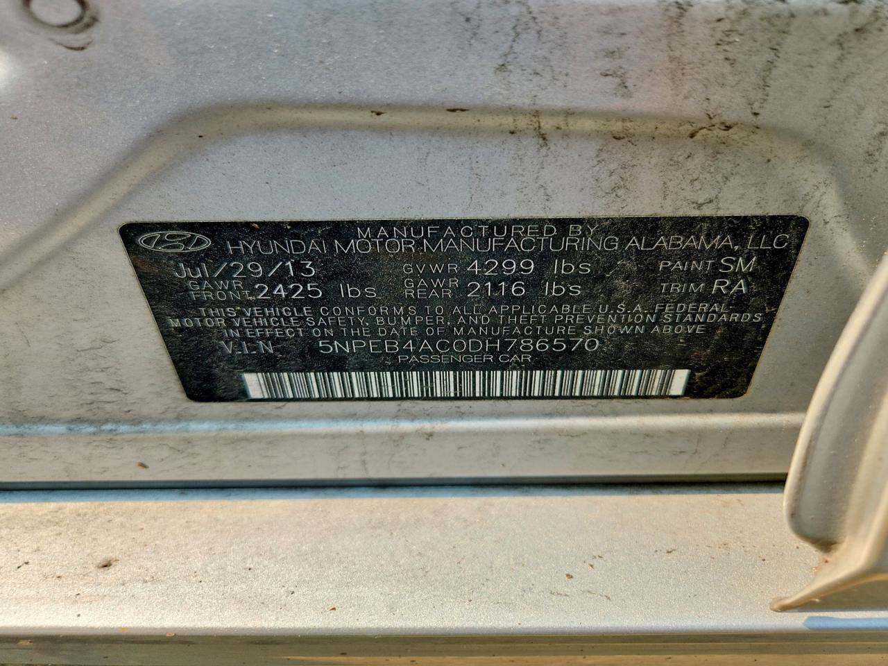 2013 Hyundai Sonata Gls Silver vin: 5NPEB4AC0DH786570