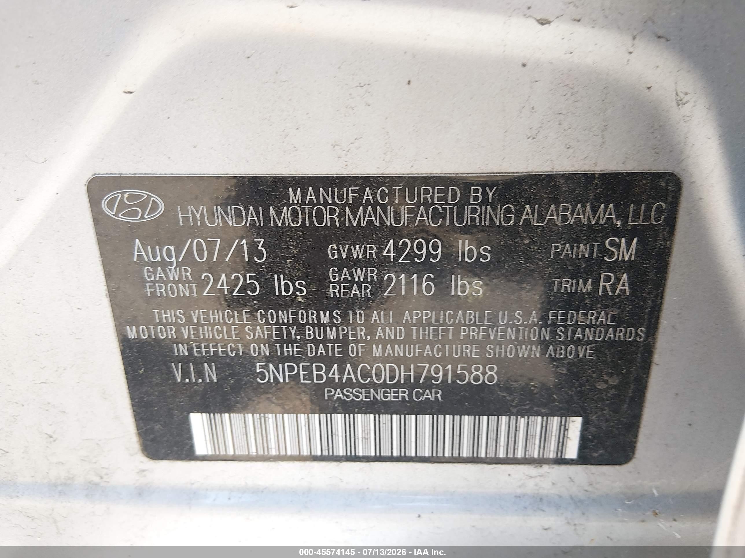 2013 Hyundai Sonata Gls Silver vin: 5NPEB4AC0DH791588