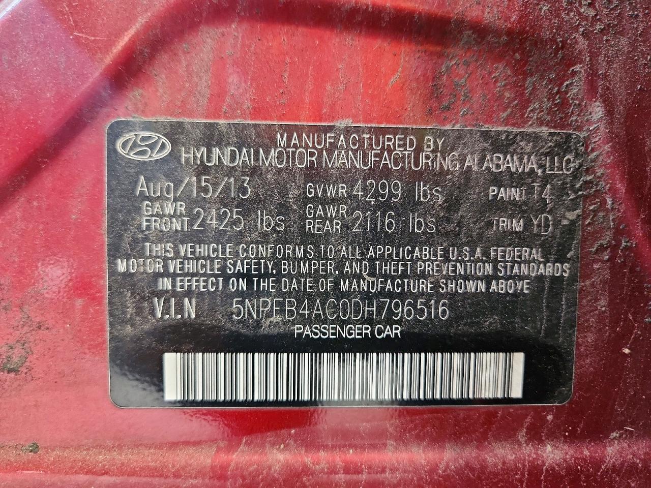 2013 Hyundai Sonata Gls Burgundy vin: 5NPEB4AC0DH796516
