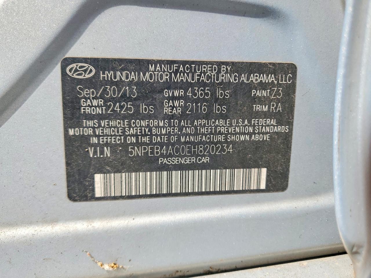 2014 Hyundai Sonata Gls Blue vin: 5NPEB4AC0EH820234