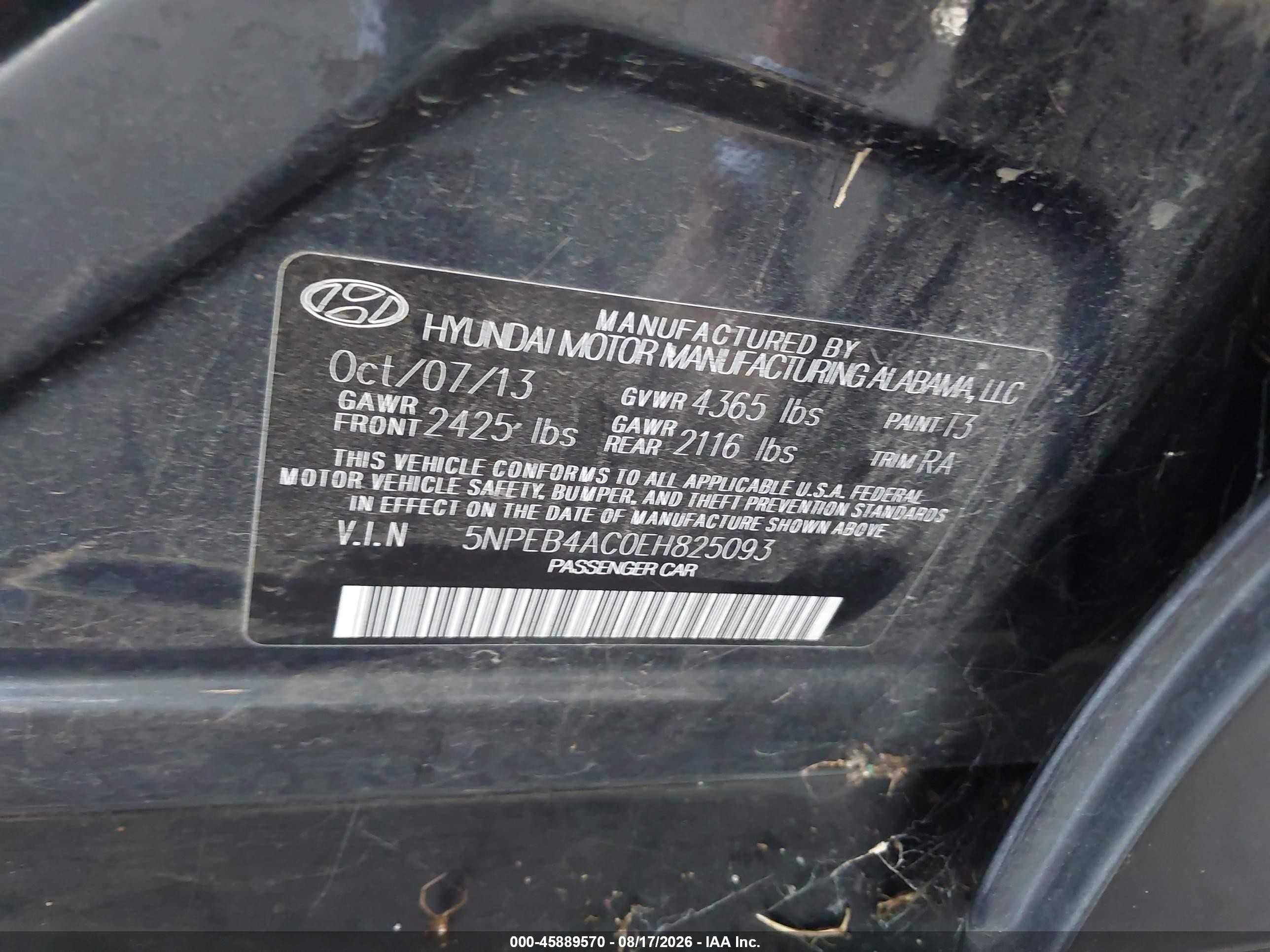 2014 Hyundai Sonata Gls Blue vin: 5NPEB4AC0EH825093
