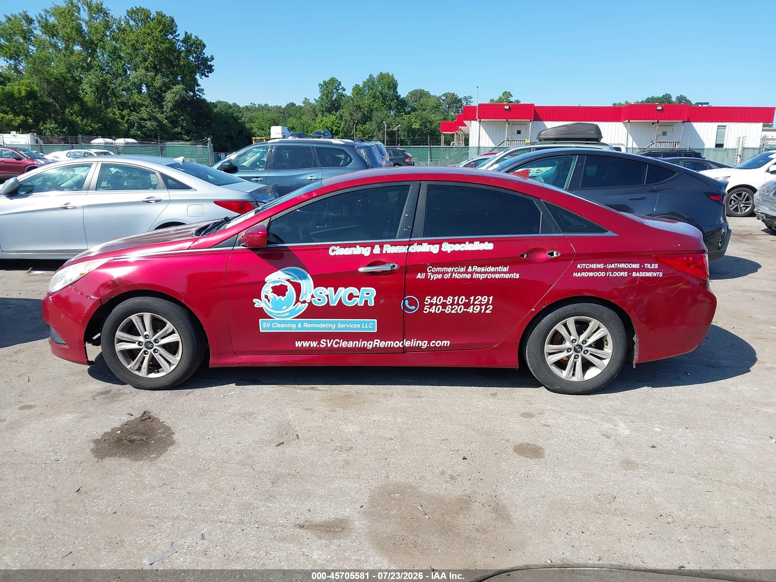2014 Hyundai Sonata Gls Red vin: 5NPEB4AC0EH843206
