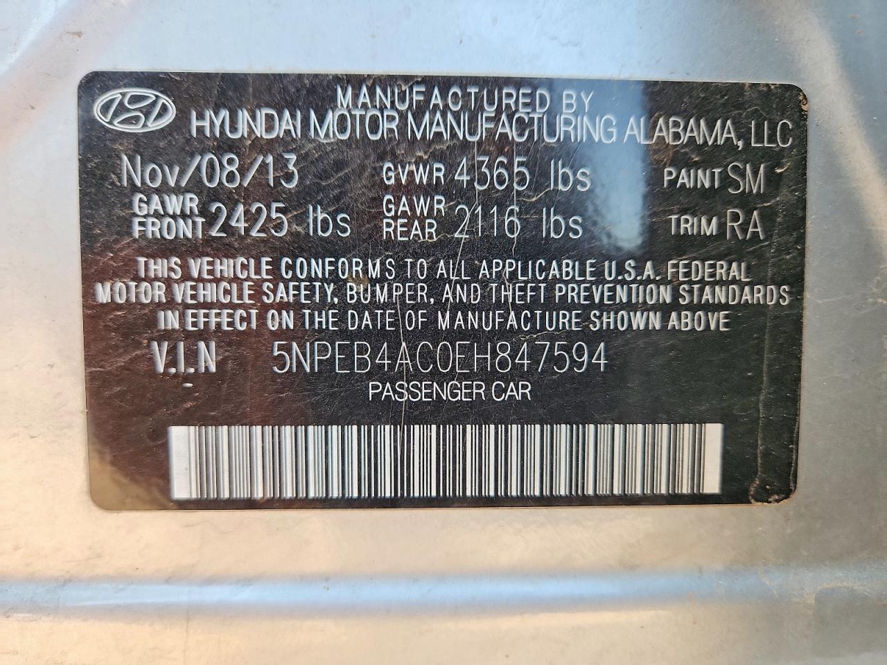 2014 Hyundai Sonata Gls Серебряный vin: 5NPEB4AC0EH847594