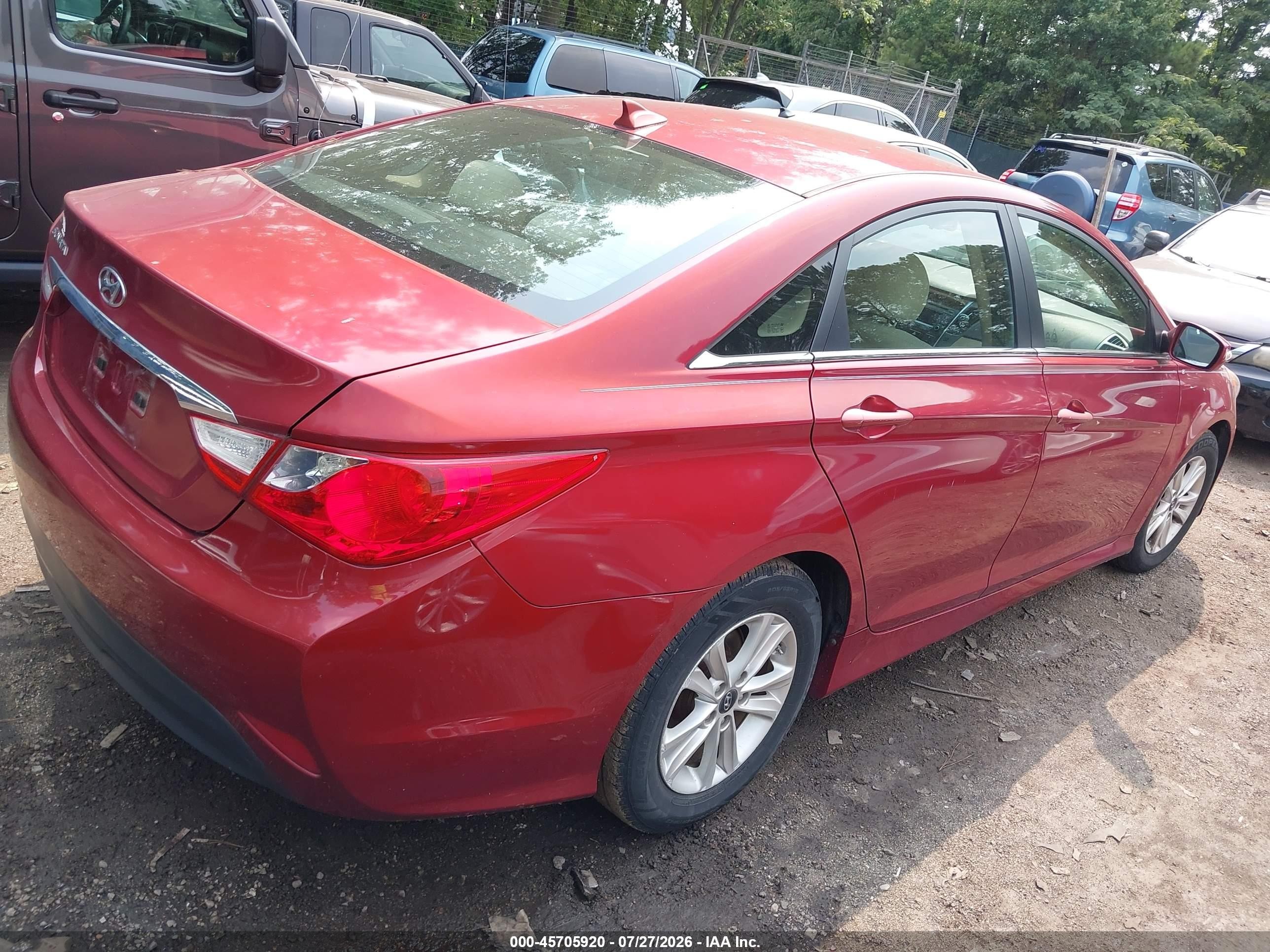 2014 Hyundai Sonata Gls Red vin: 5NPEB4AC0EH890557