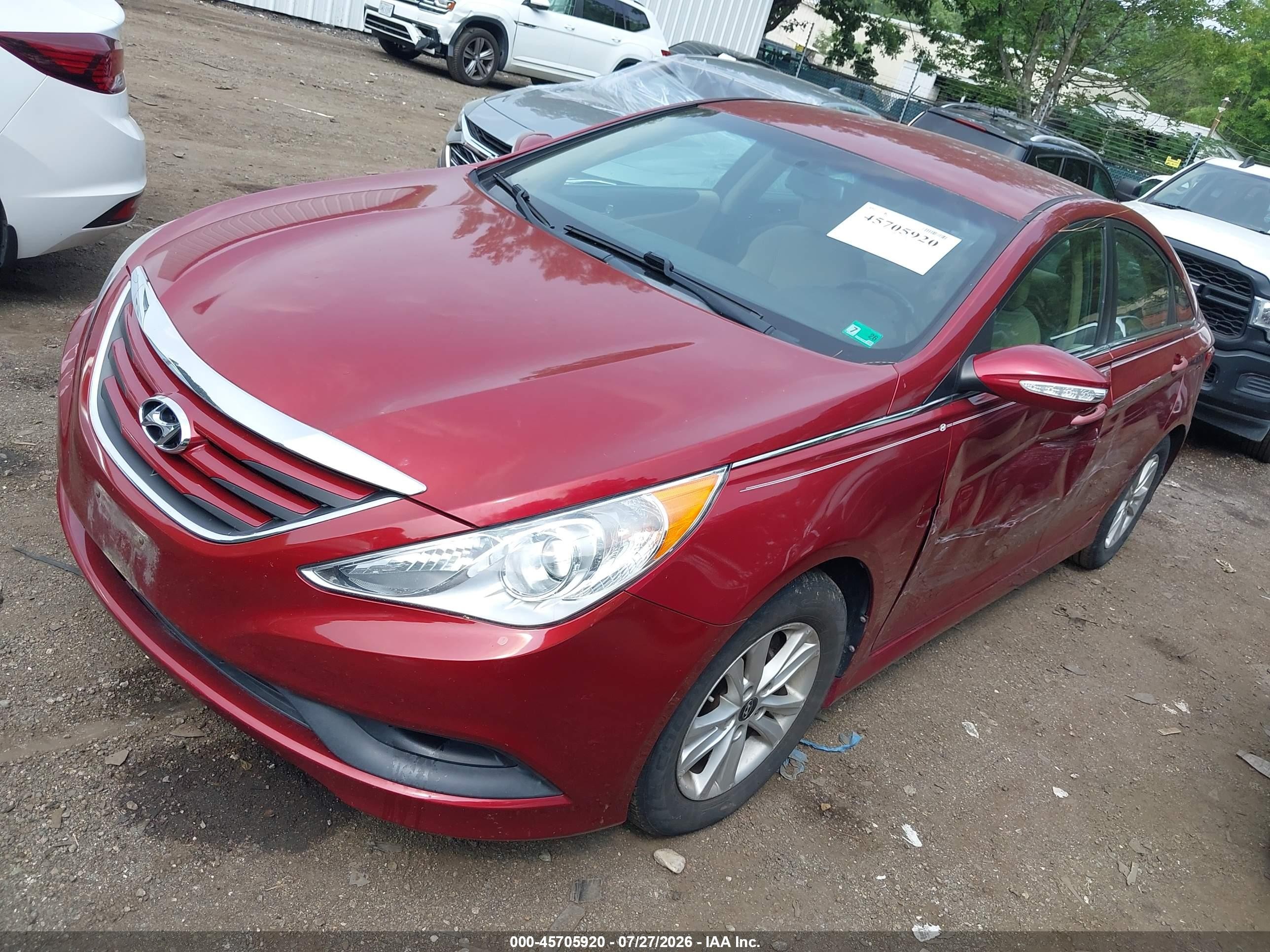 2014 Hyundai Sonata Gls Red vin: 5NPEB4AC0EH890557