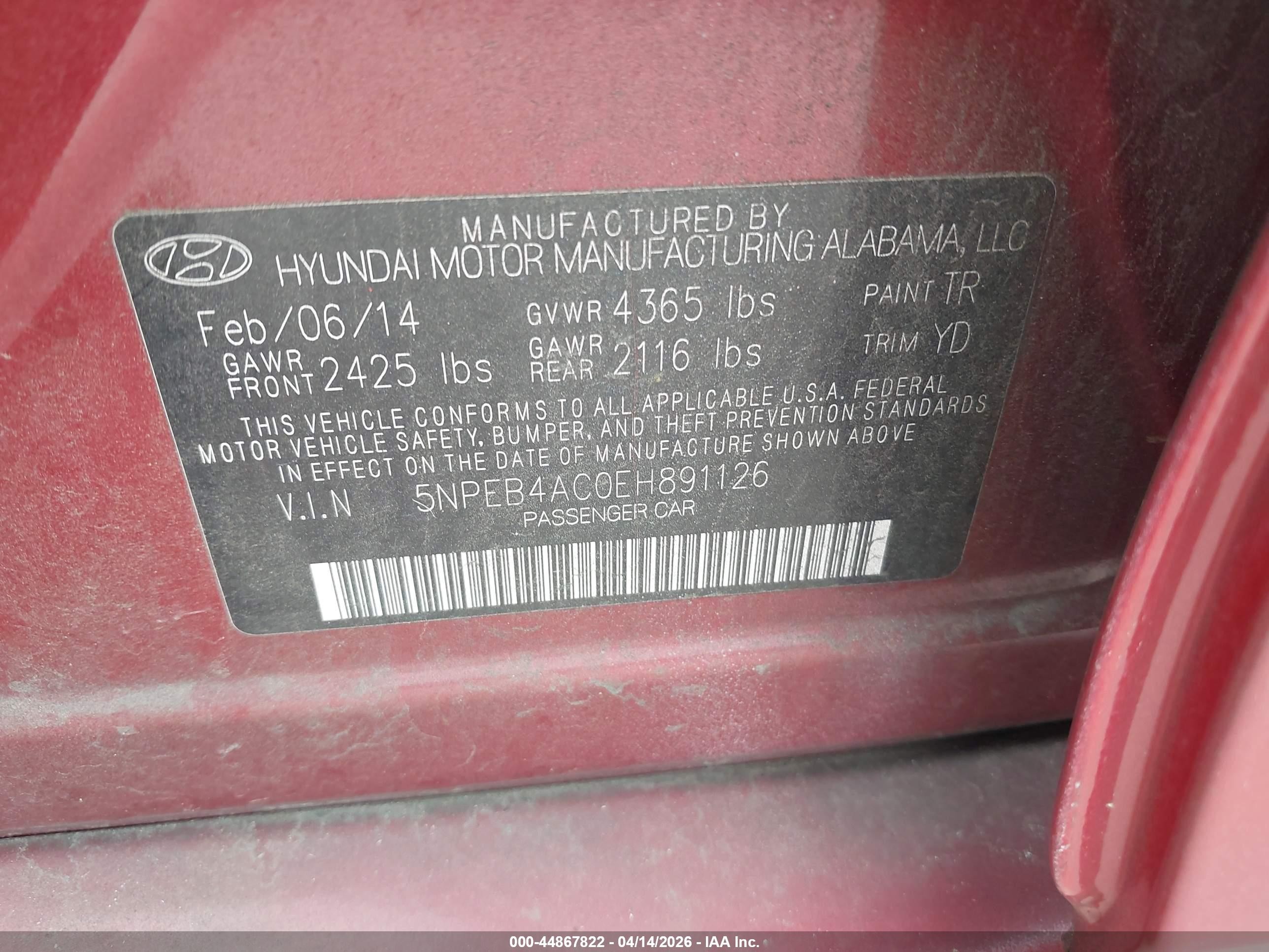 2014 Hyundai Sonata Gls Красный vin: 5NPEB4AC0EH891126