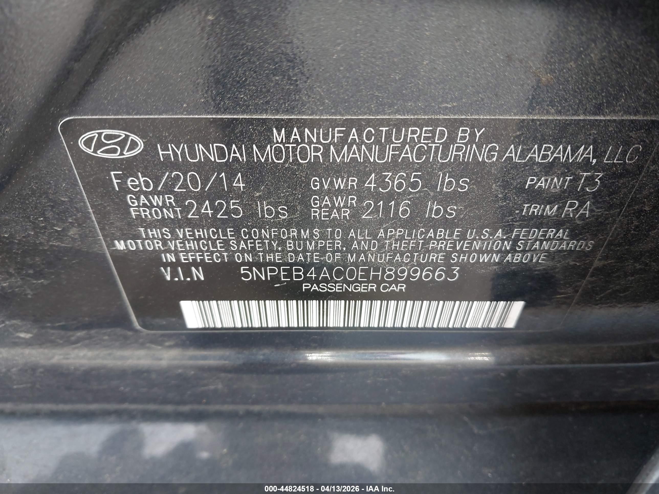 2014 Hyundai Sonata Gls Blue vin: 5NPEB4AC0EH899663