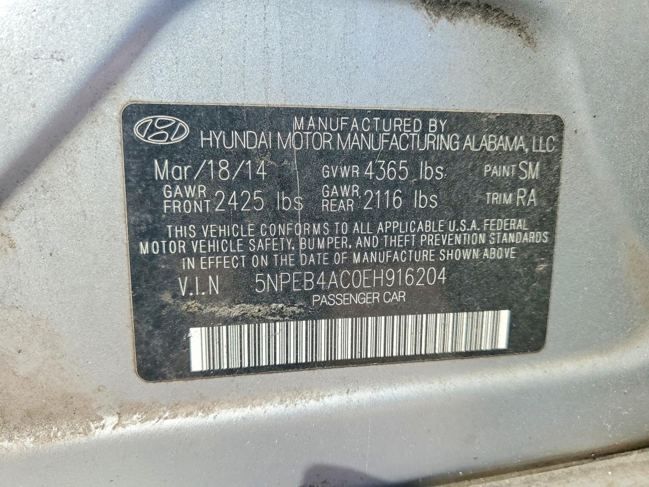 2014 Hyundai Sonata Gls Silver vin: 5NPEB4AC0EH916204