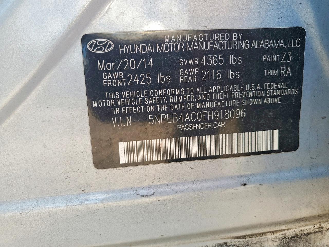 2014 Hyundai Sonata Gls Silver vin: 5NPEB4AC0EH918096