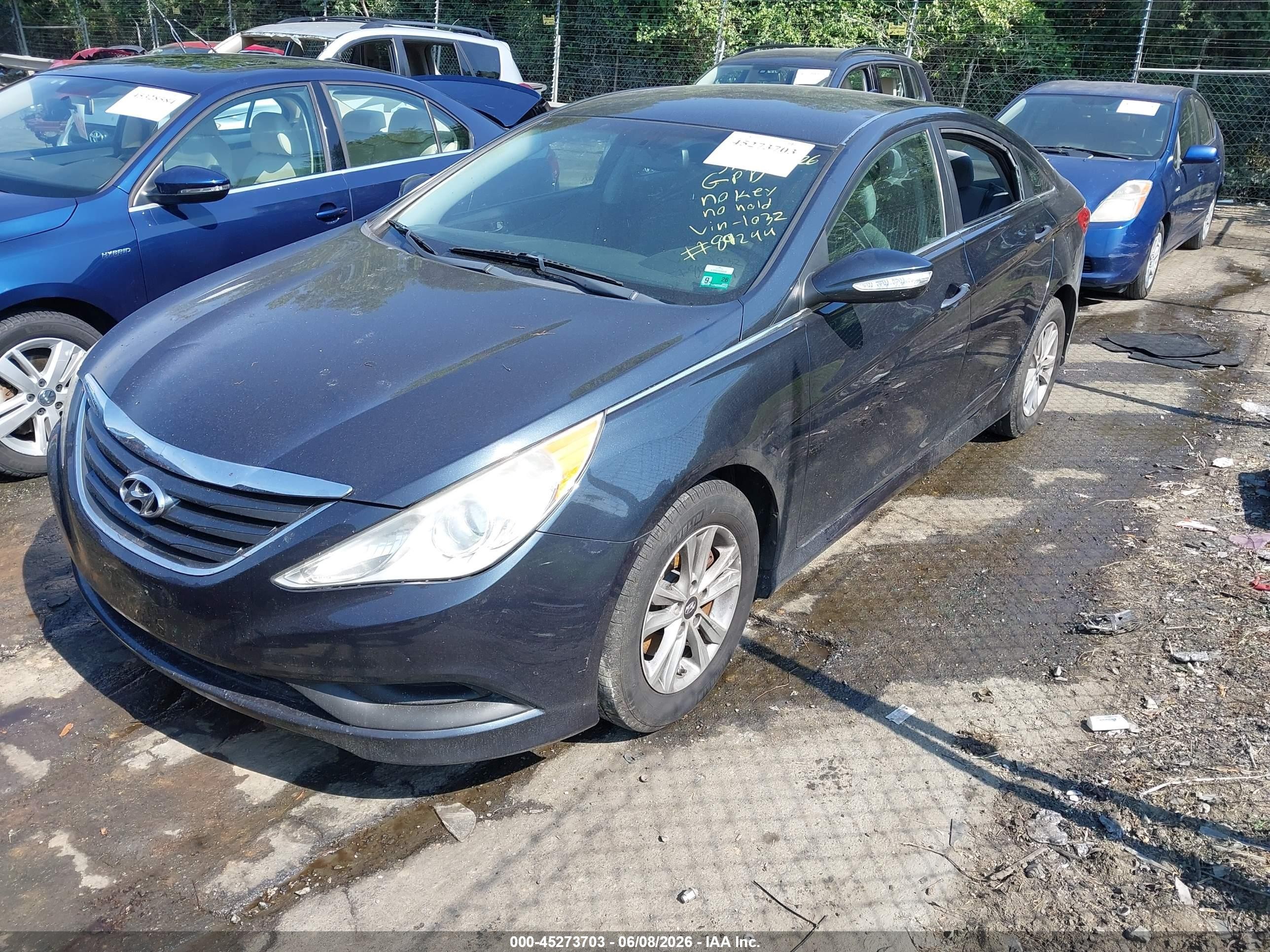 2014 Hyundai Sonata Gls Navy vin: 5NPEB4AC0EH921032