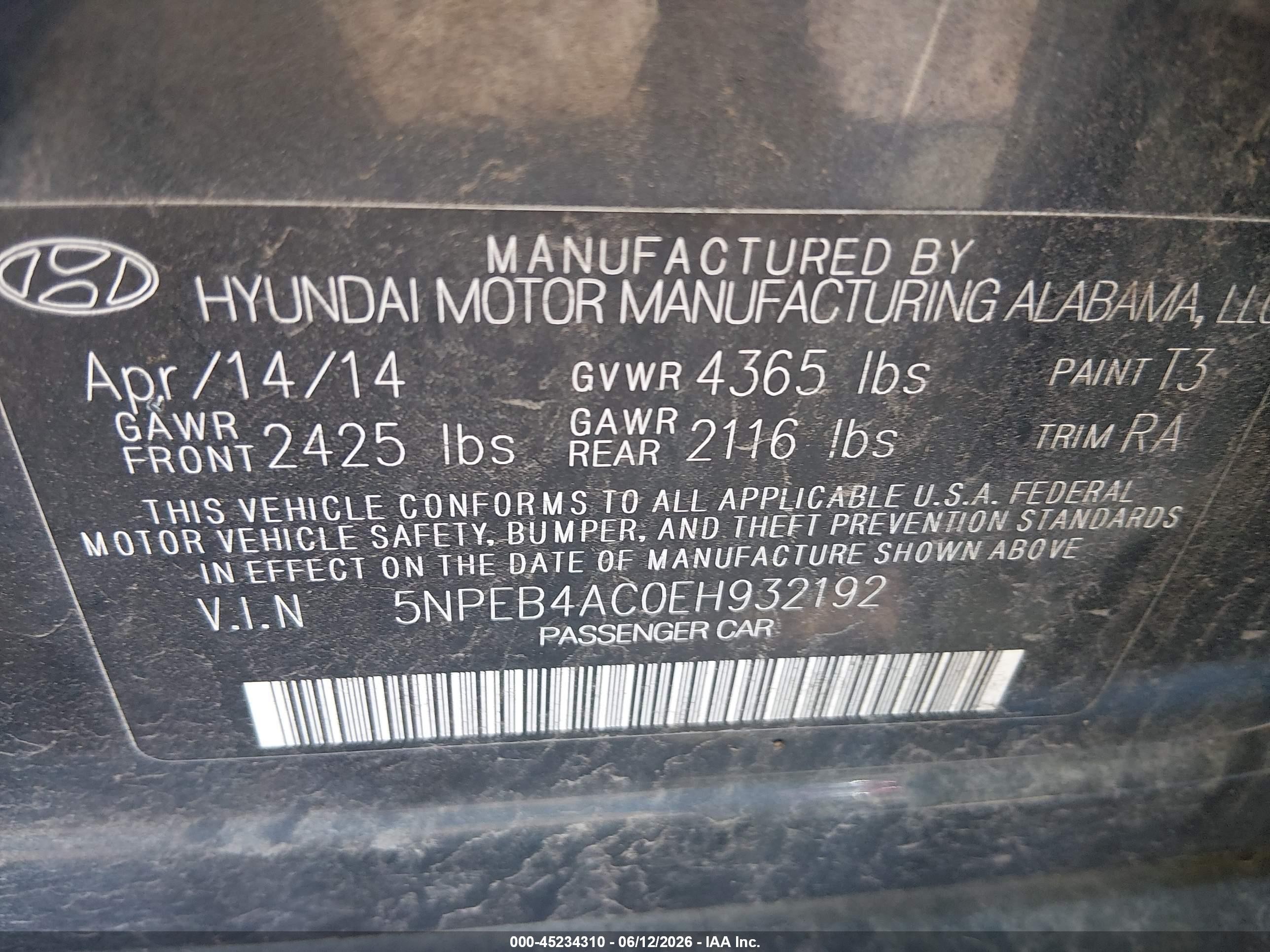 2014 Hyundai Sonata Gls Dark Blue vin: 5NPEB4AC0EH932192