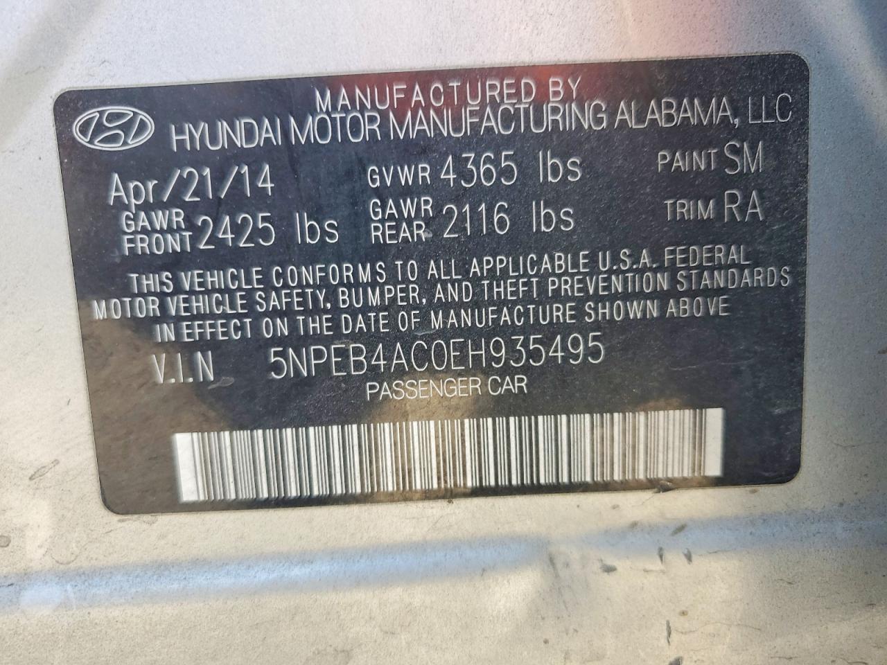 2014 Hyundai Sonata Gls Silver vin: 5NPEB4AC0EH935495