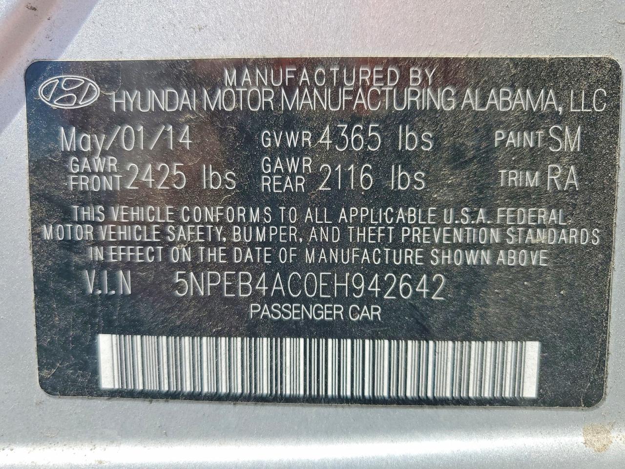 2014 Hyundai Sonata Gls Silver vin: 5NPEB4AC0EH942642