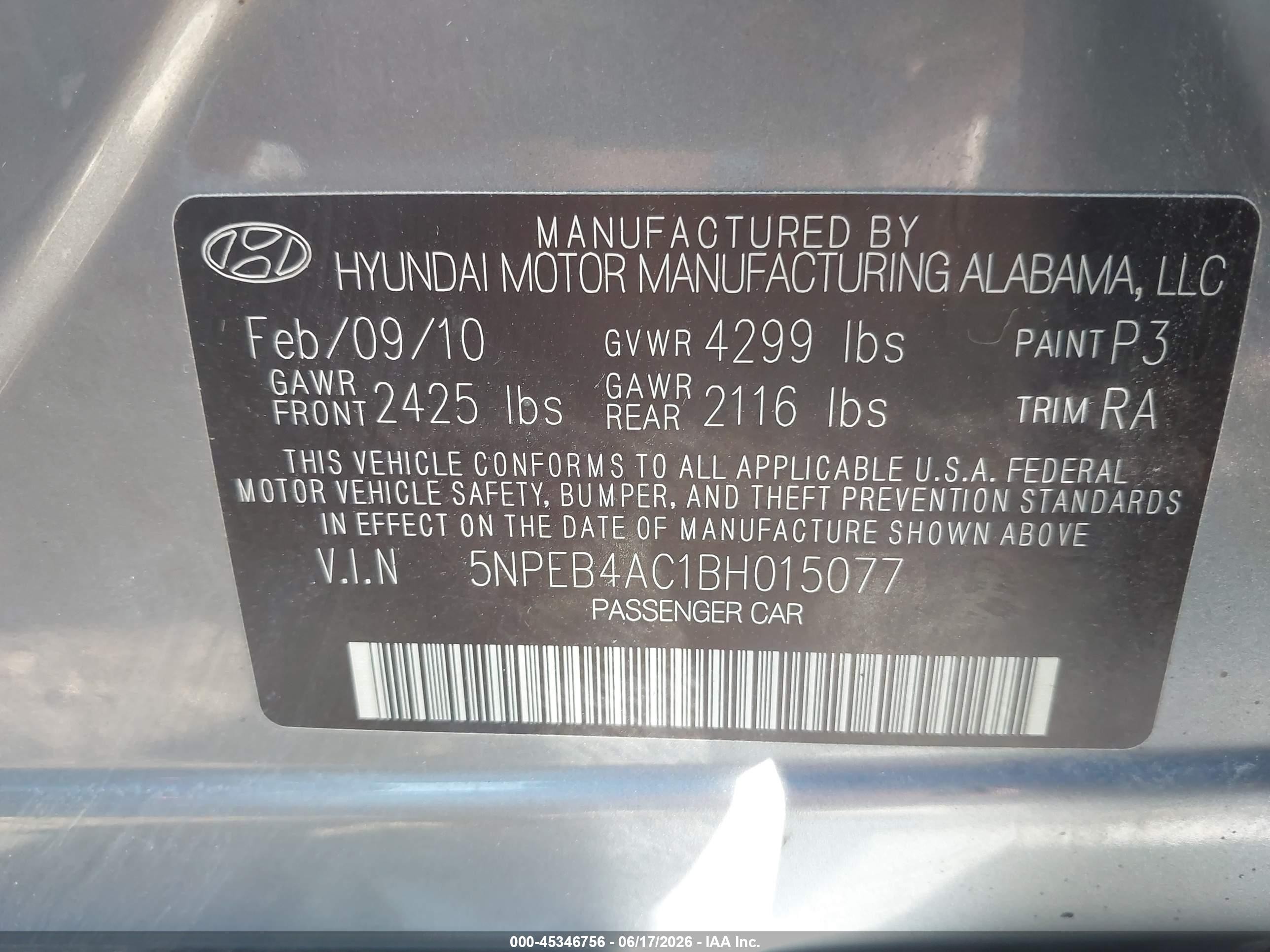 2011 Hyundai Sonata Gls Gray vin: 5NPEB4AC1BH015077