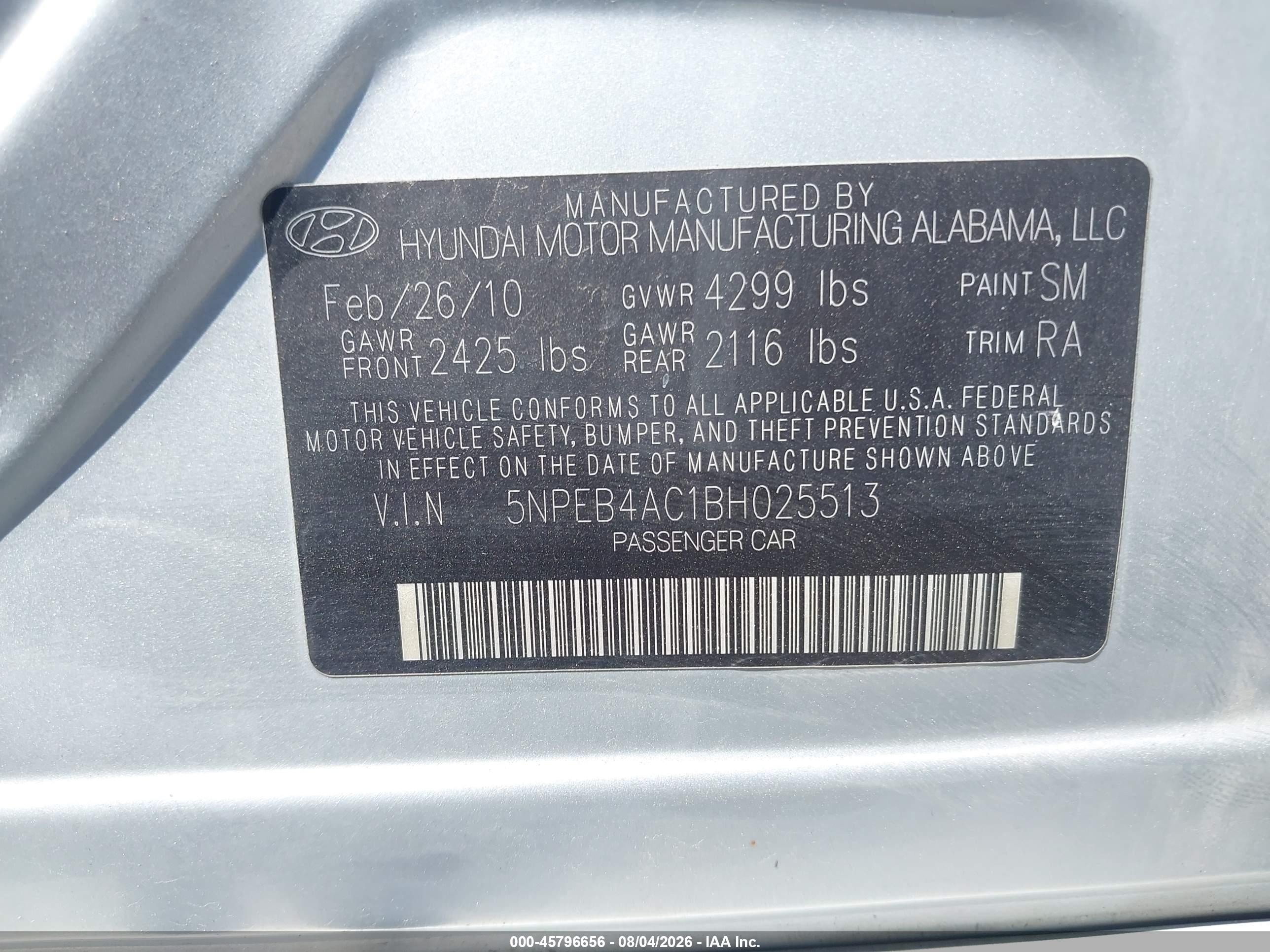 2011 Hyundai Sonata Gls Gray vin: 5NPEB4AC1BH025513