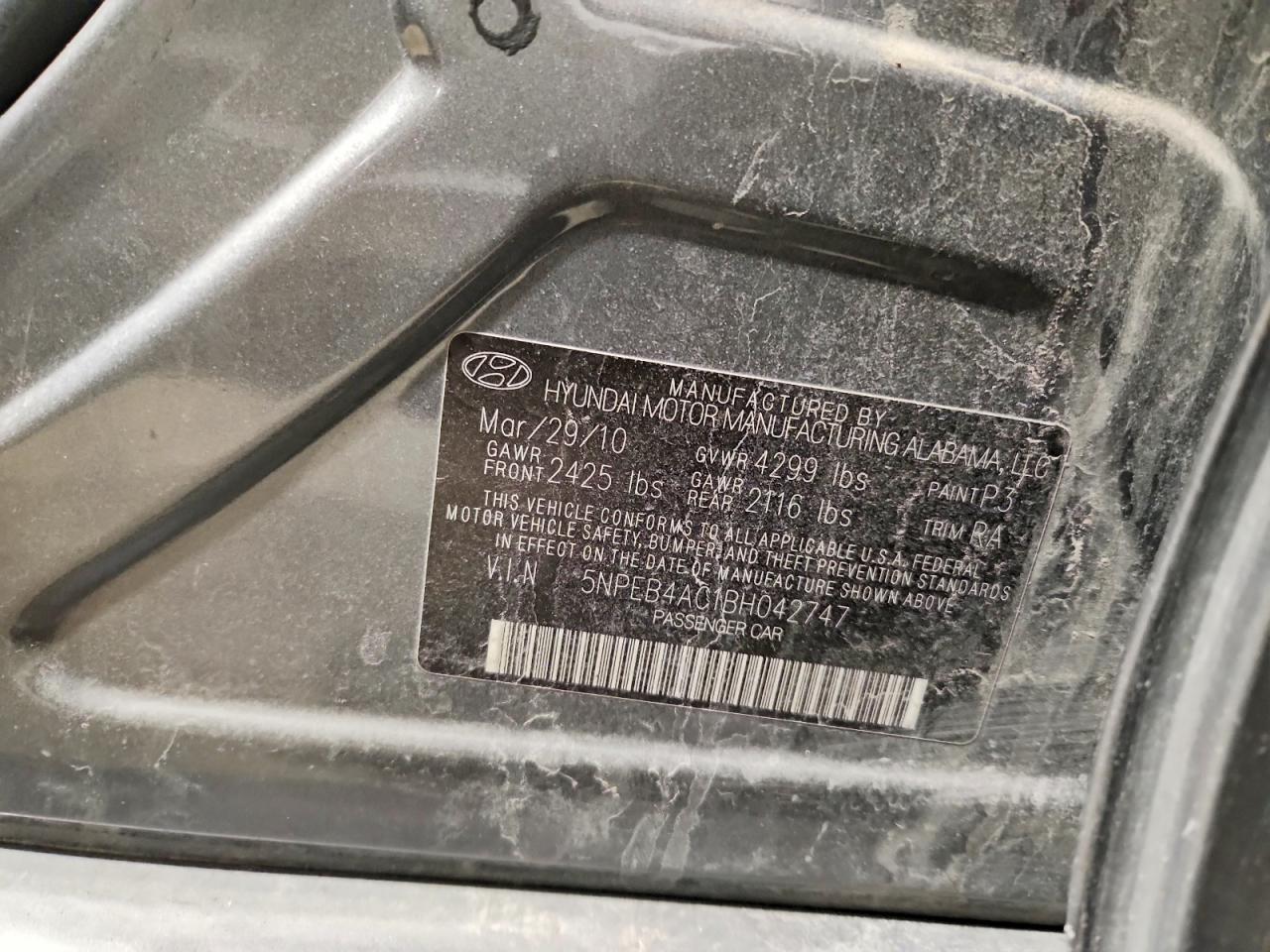 2011 Hyundai Sonata Gray vin: 5NPEB4AC1BH042747