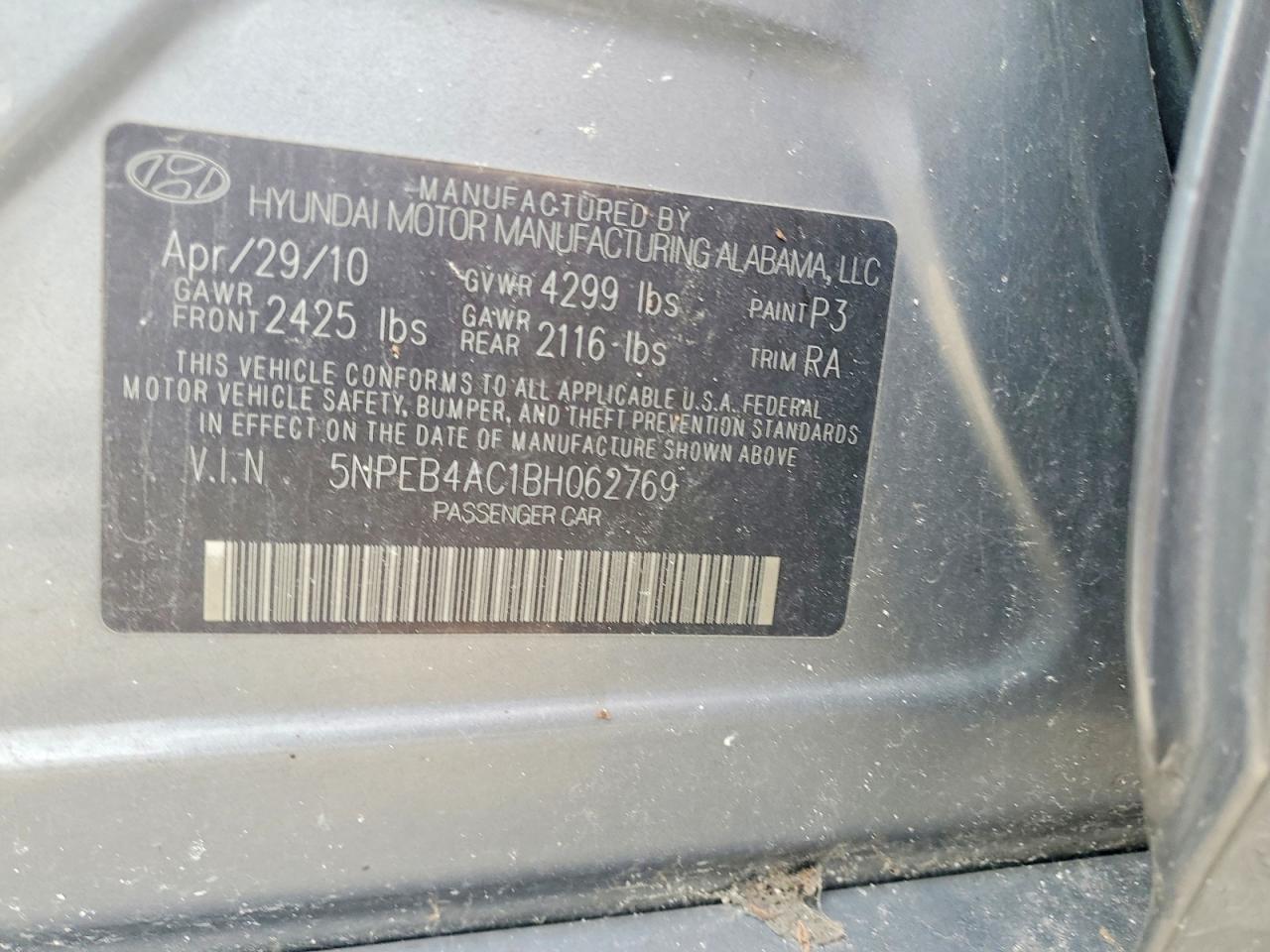 2011 Hyundai Sonata Gls Silver vin: 5NPEB4AC1BH062769
