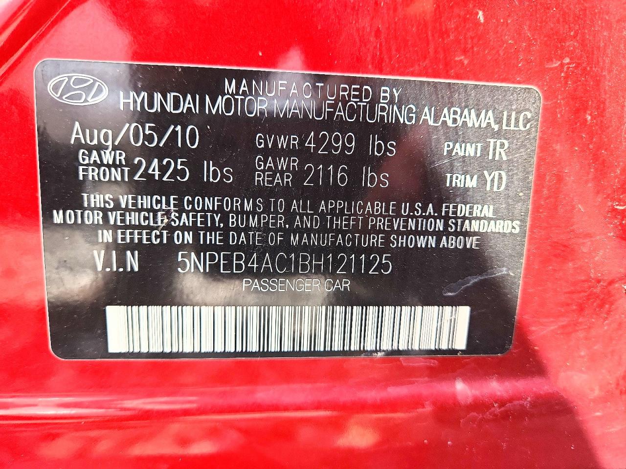 2011 Hyundai Sonata Gls Red vin: 5NPEB4AC1BH121125