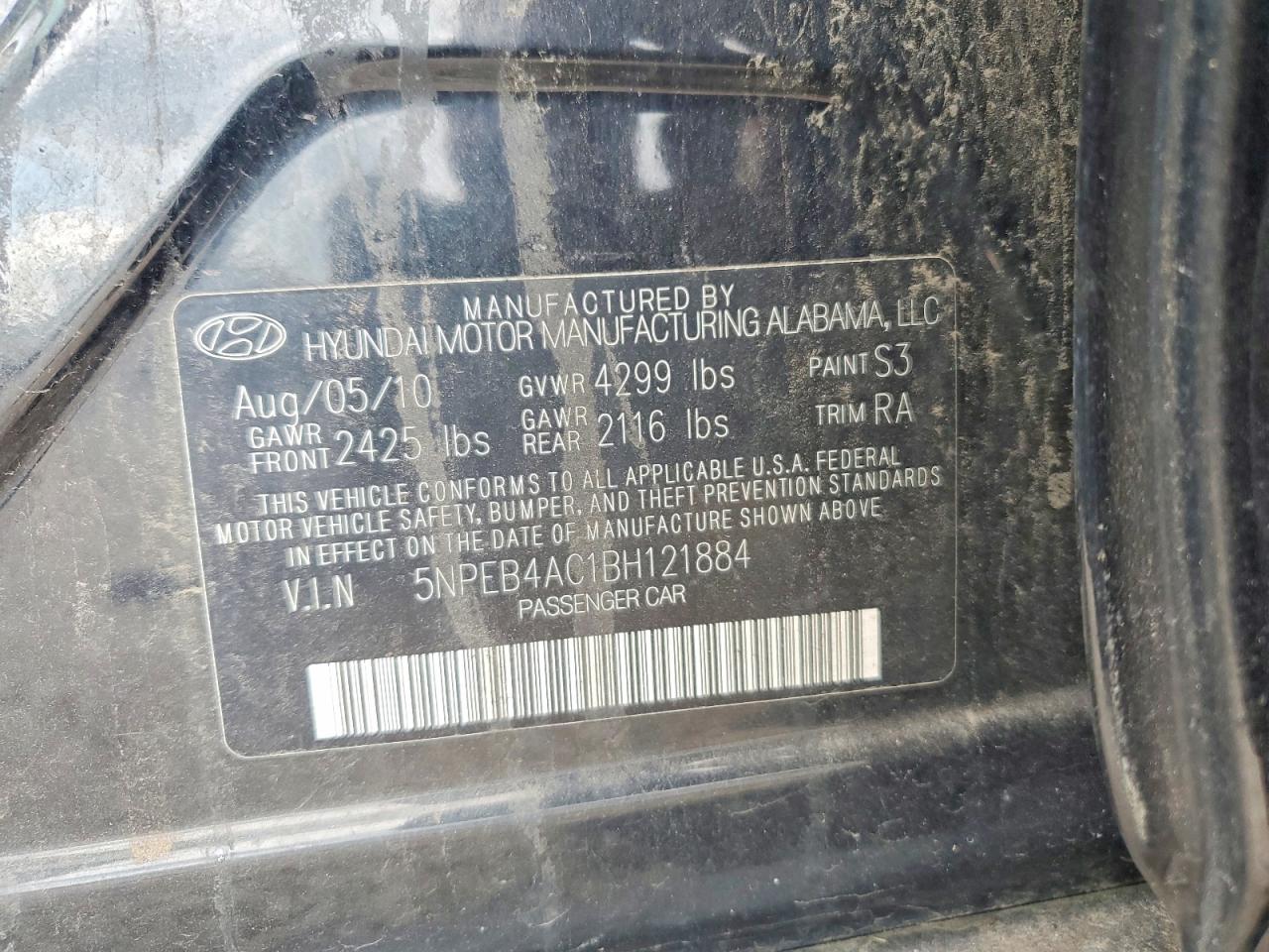 2011 Hyundai Sonata Gls Black vin: 5NPEB4AC1BH121884