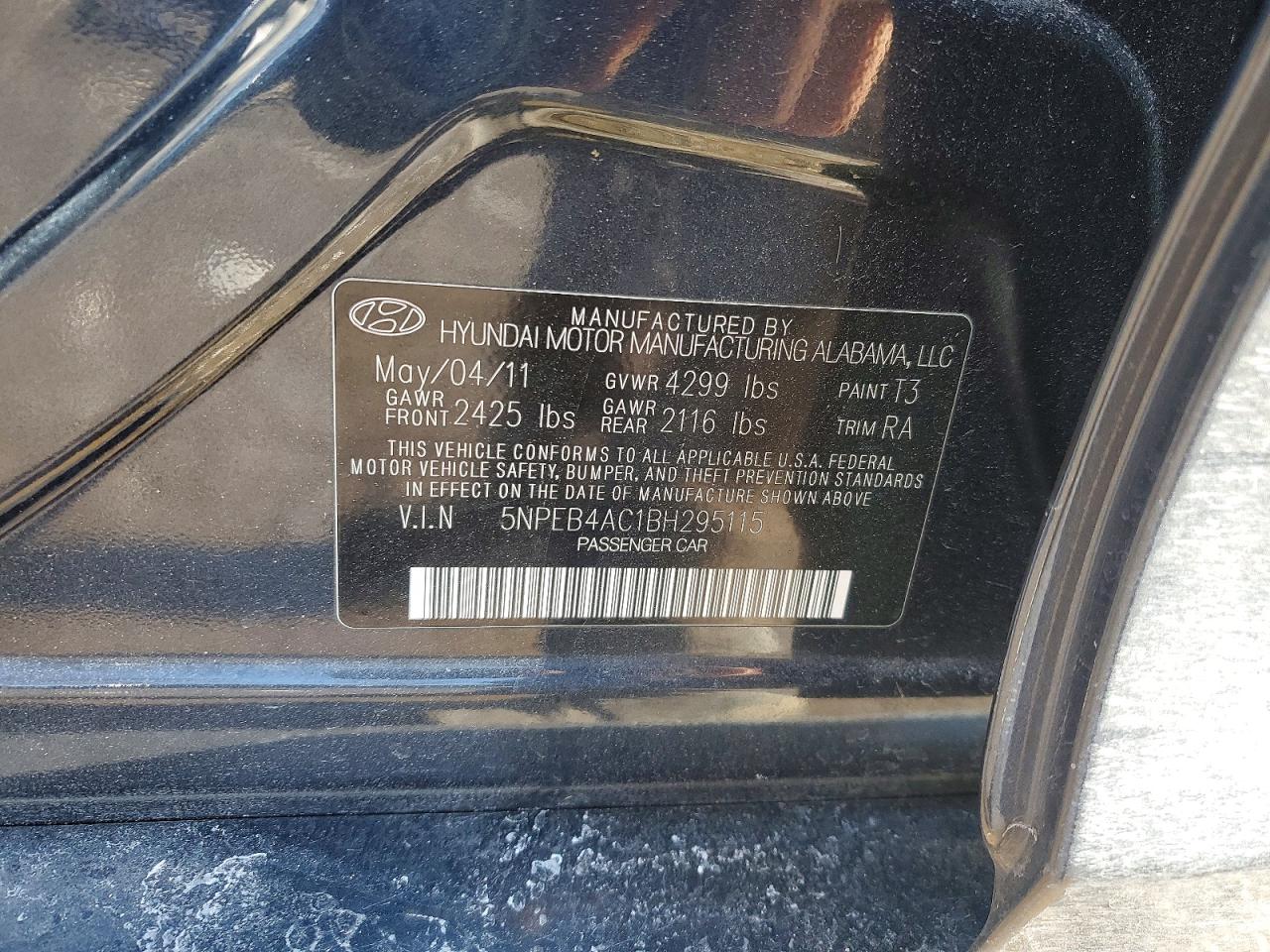 2011 Hyundai Sonata Gls Gray vin: 5NPEB4AC1BH295115