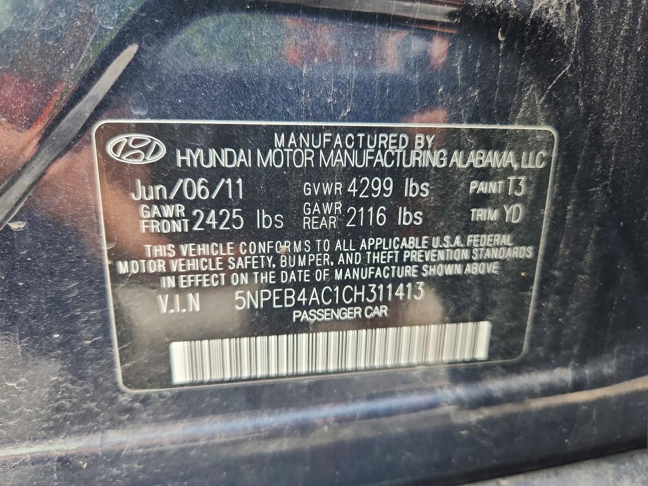 2012 Hyundai Sonata Gls Blue vin: 5NPEB4AC1CH311413