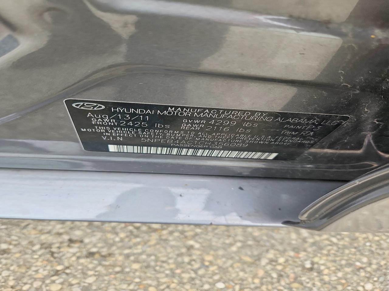 2012 Hyundai Sonata Gls Gray vin: 5NPEB4AC1CH356089