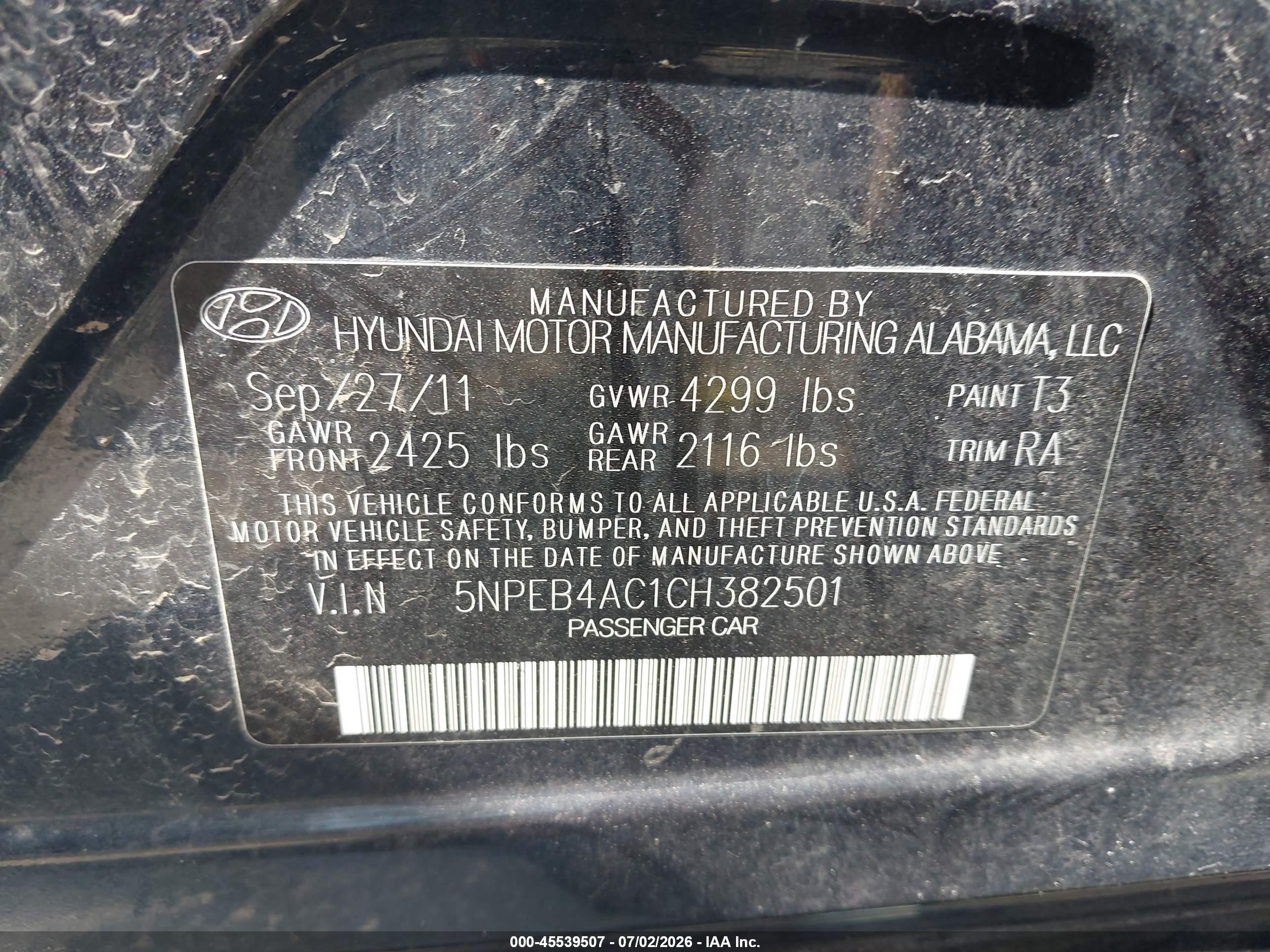 2012 Hyundai Sonata Gls Gray vin: 5NPEB4AC1CH382501