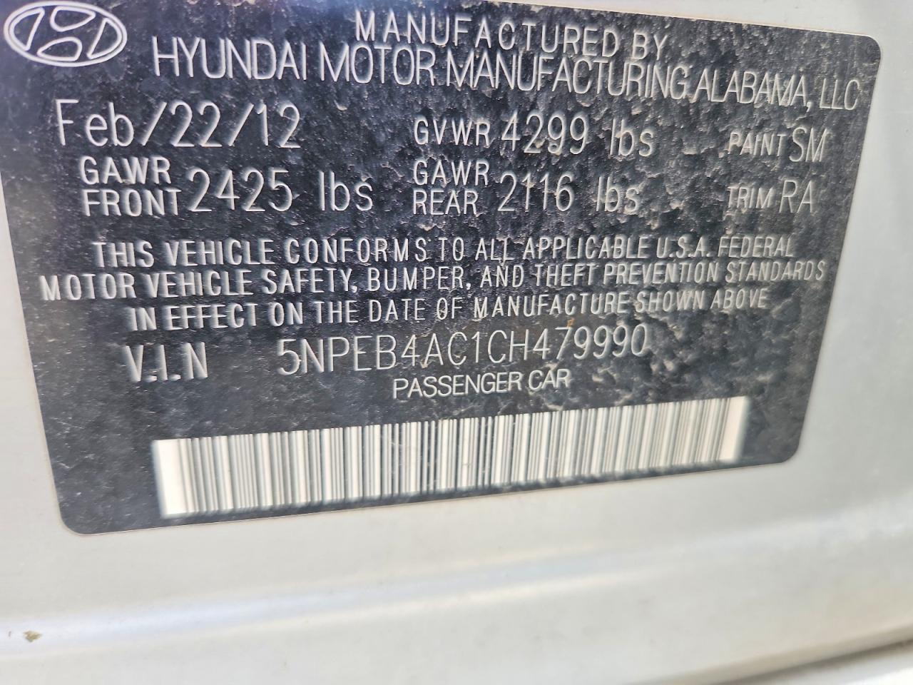 2012 Hyundai Sonata Gls Silver vin: 5NPEB4AC1CH479990
