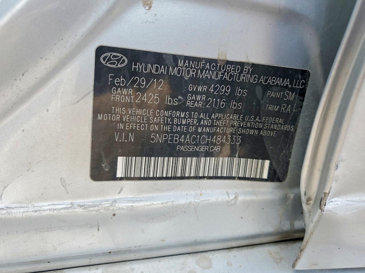 2012 Hyundai Sonata Gls Gray vin: 5NPEB4AC1CH484333