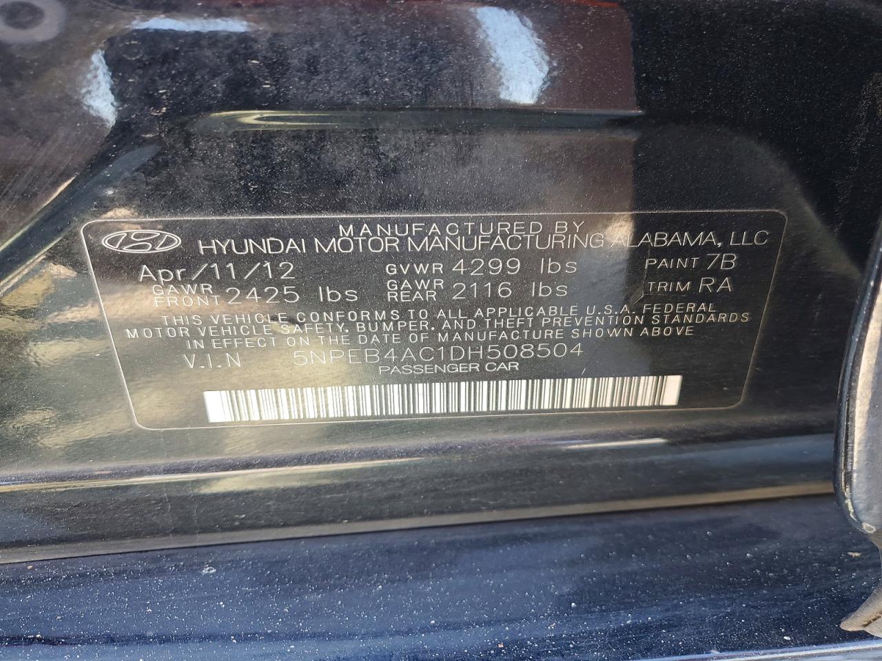 2013 Hyundai Sonata Gls Black vin: 5NPEB4AC1DH508504