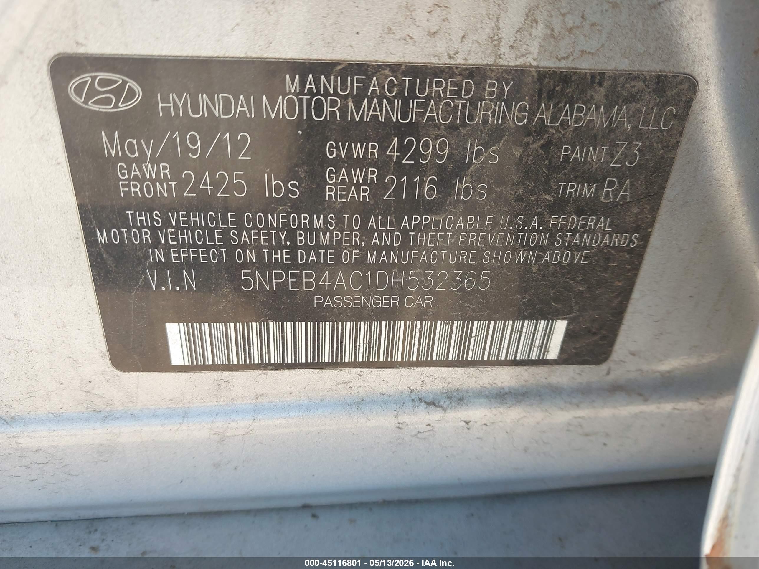 2013 Hyundai Sonata Gls Серебряный vin: 5NPEB4AC1DH532365