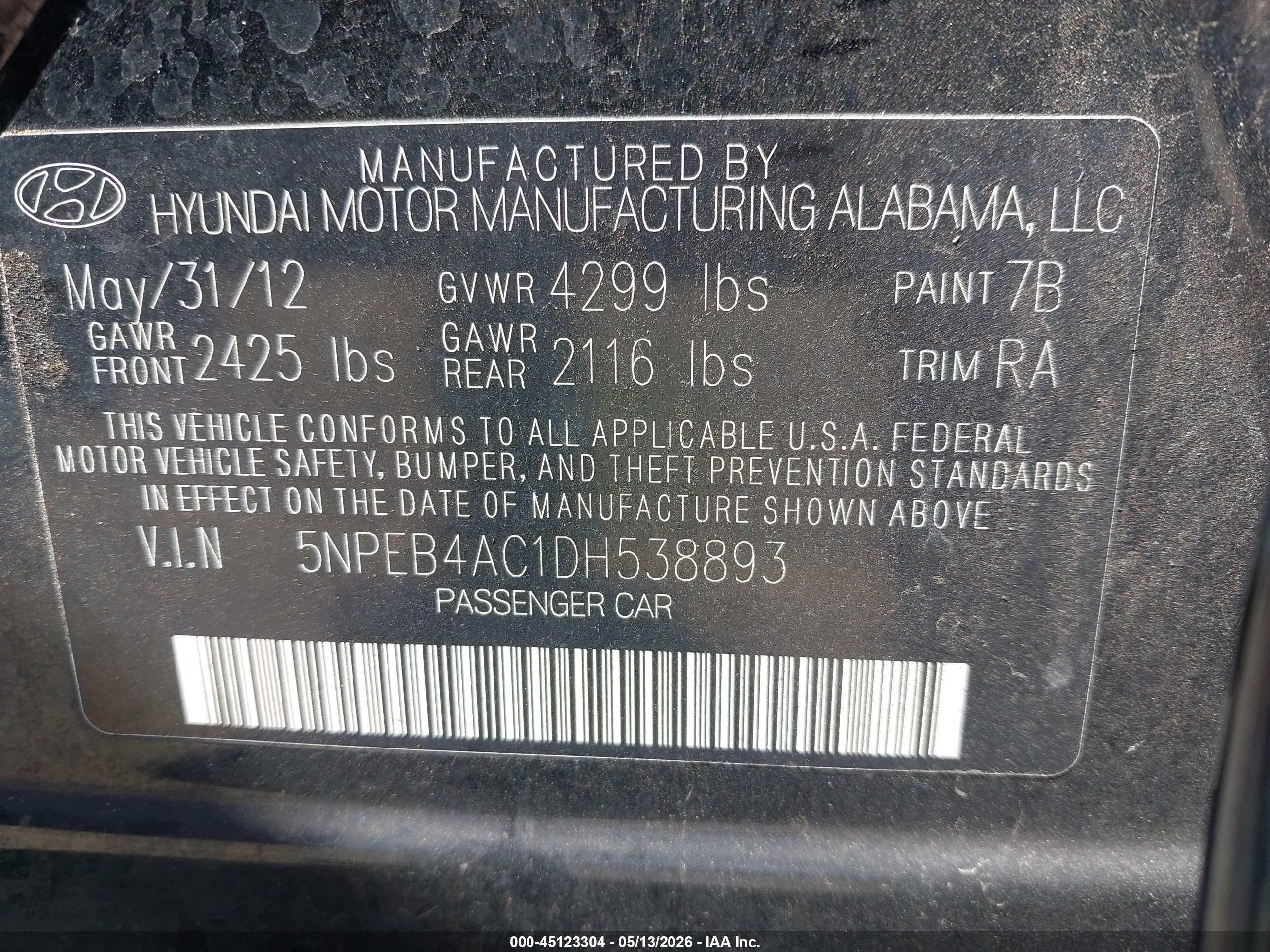 2013 Hyundai Sonata Gls Black vin: 5NPEB4AC1DH538893