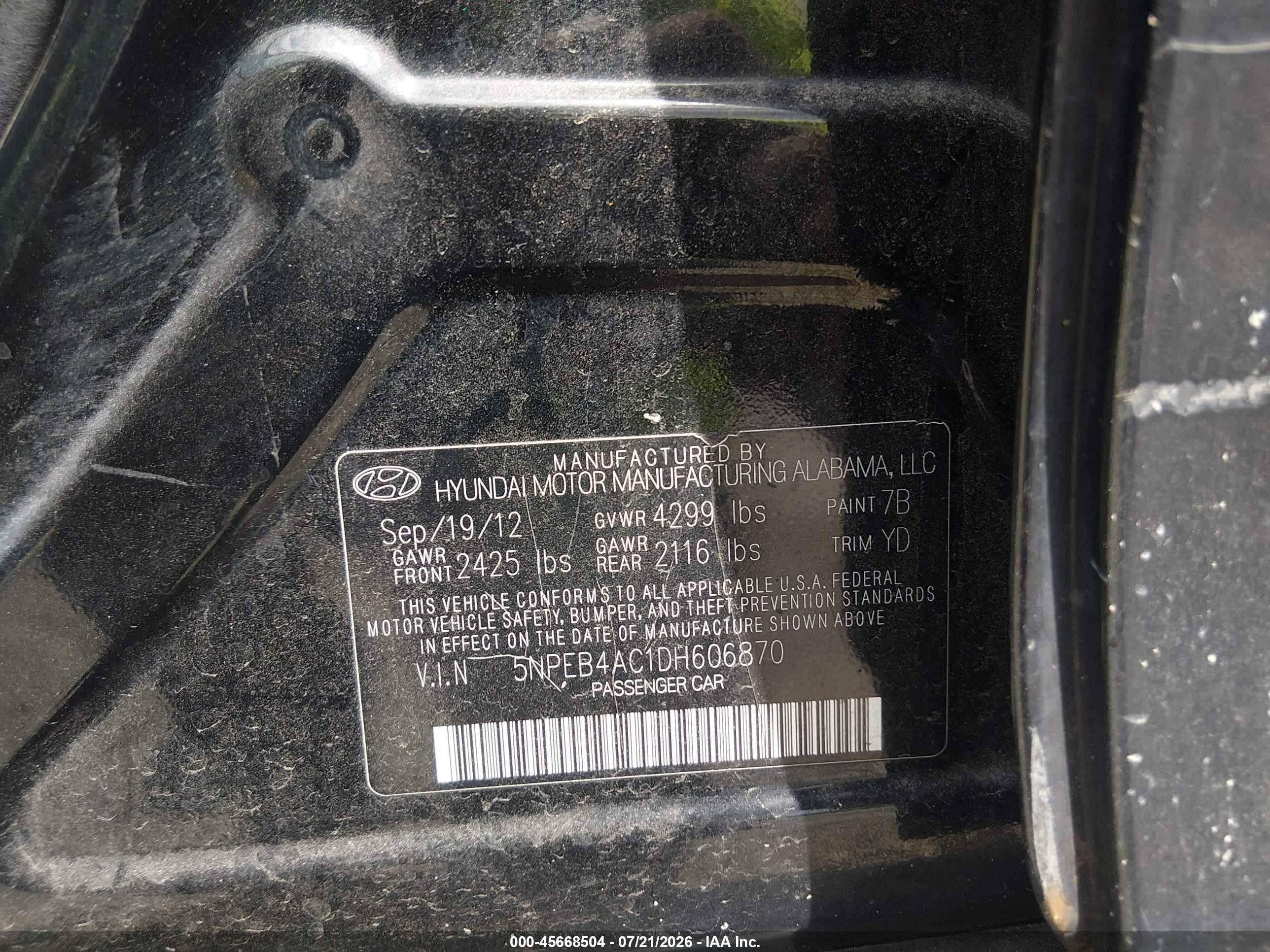 2013 Hyundai Sonata Gls Black vin: 5NPEB4AC1DH606870