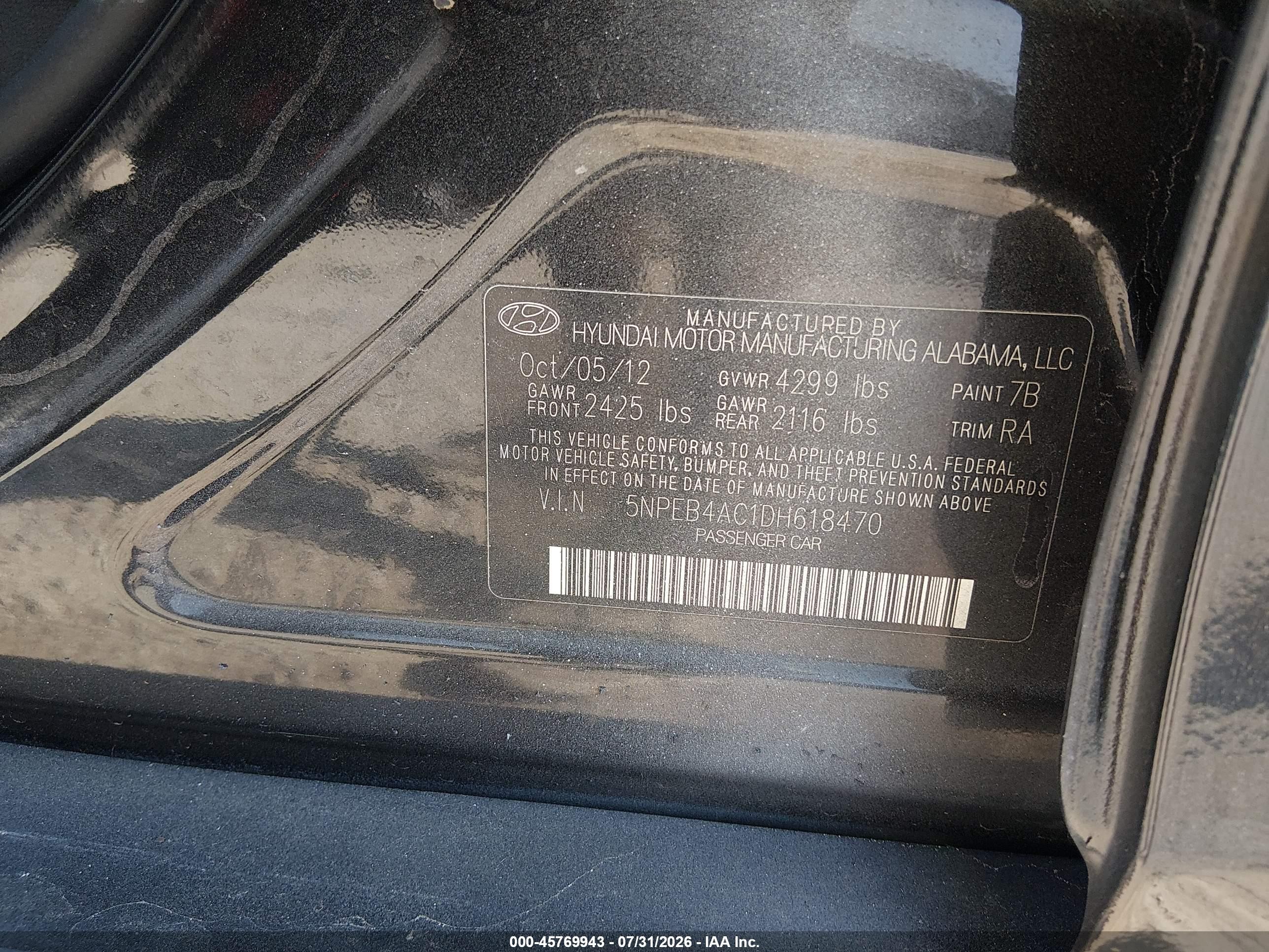 2013 Hyundai Sonata Gls Black vin: 5NPEB4AC1DH618470