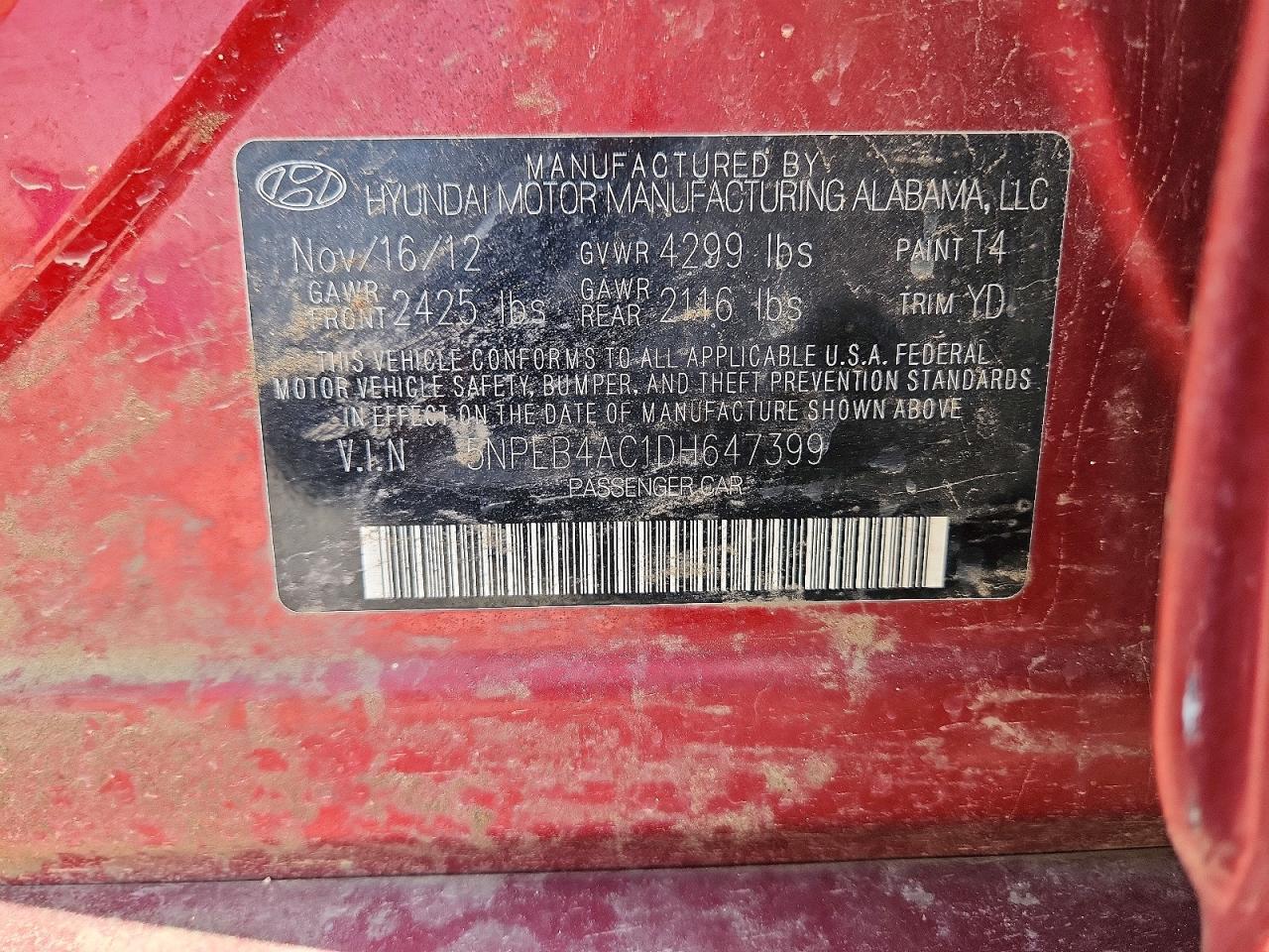 2013 Hyundai Sonata Gls Maroon vin: 5NPEB4AC1DH647399