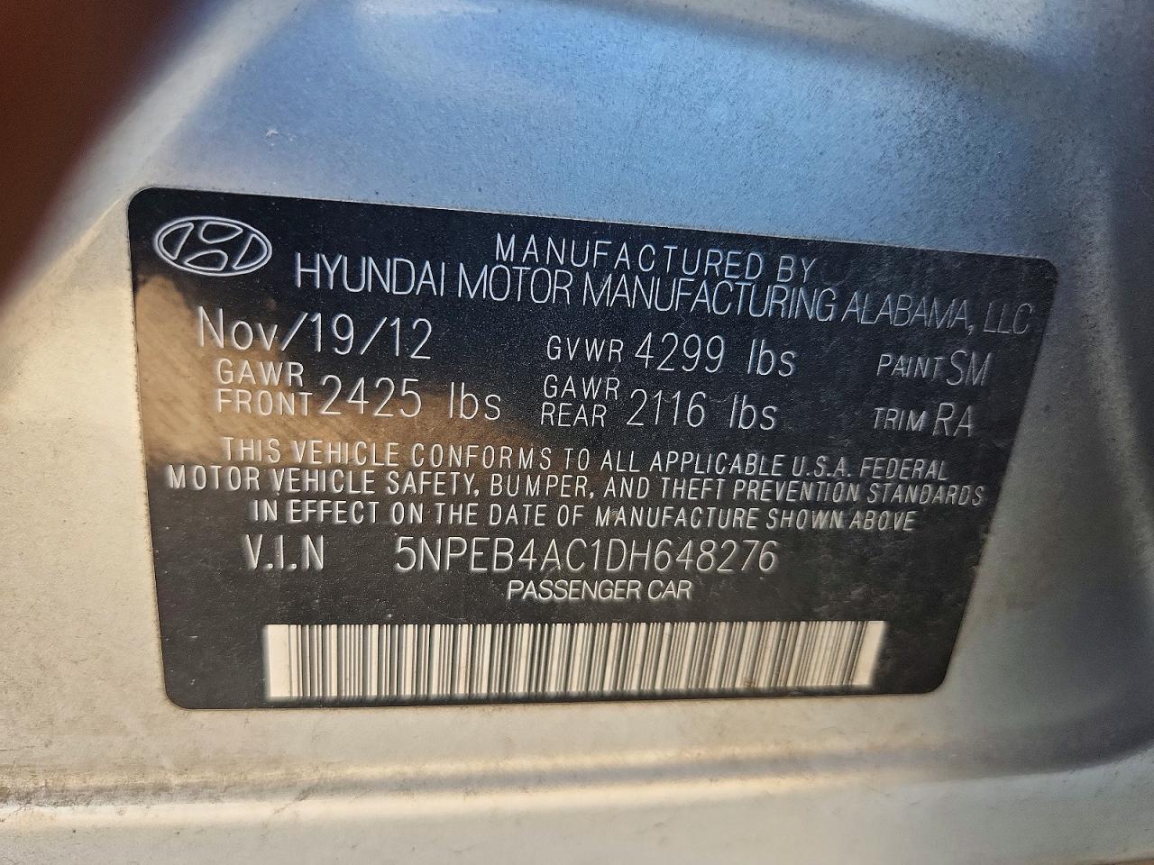 2013 Hyundai Sonata Gls Gray vin: 5NPEB4AC1DH648276