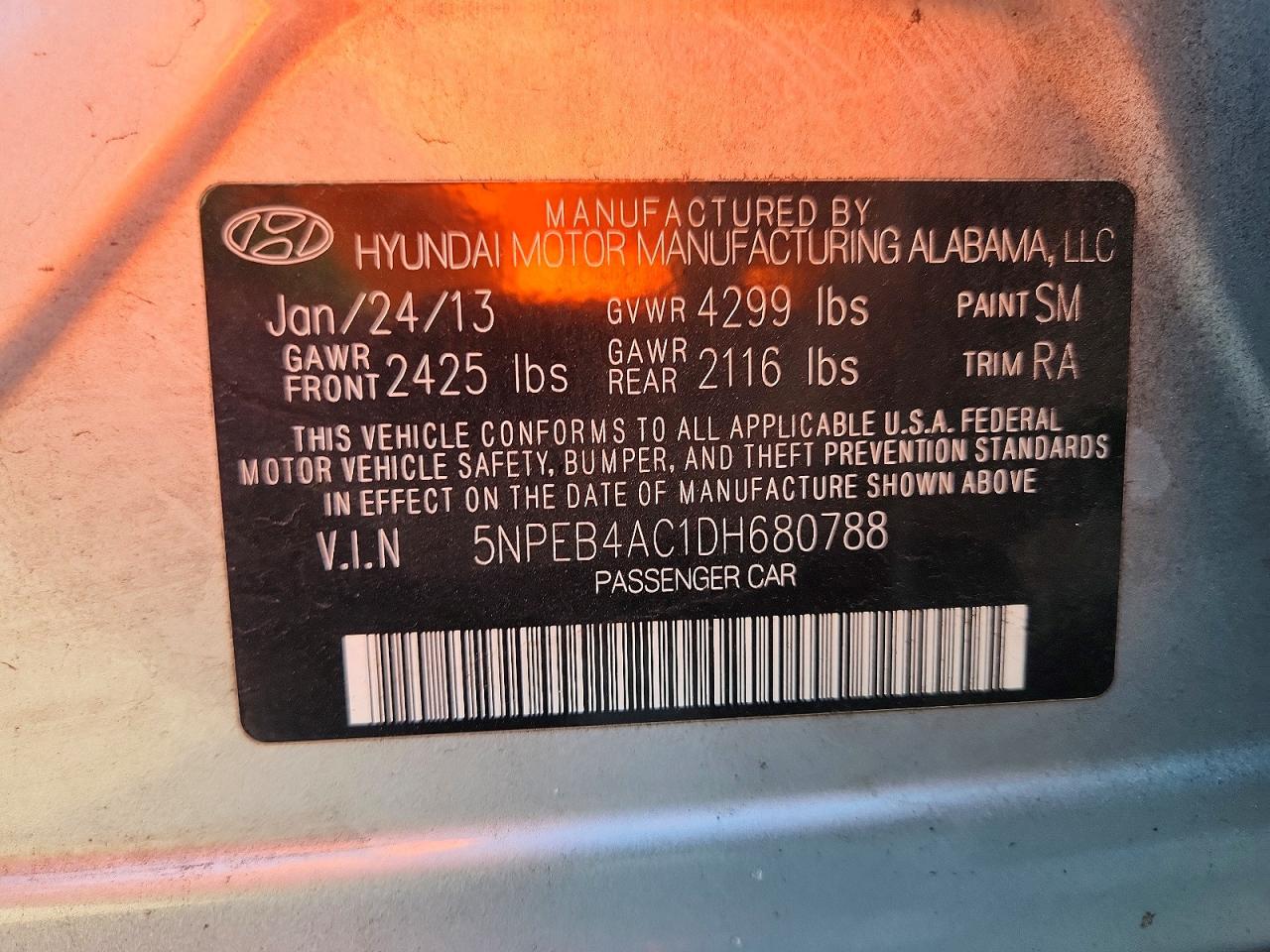 2013 Hyundai Sonata Gls Silver vin: 5NPEB4AC1DH680788