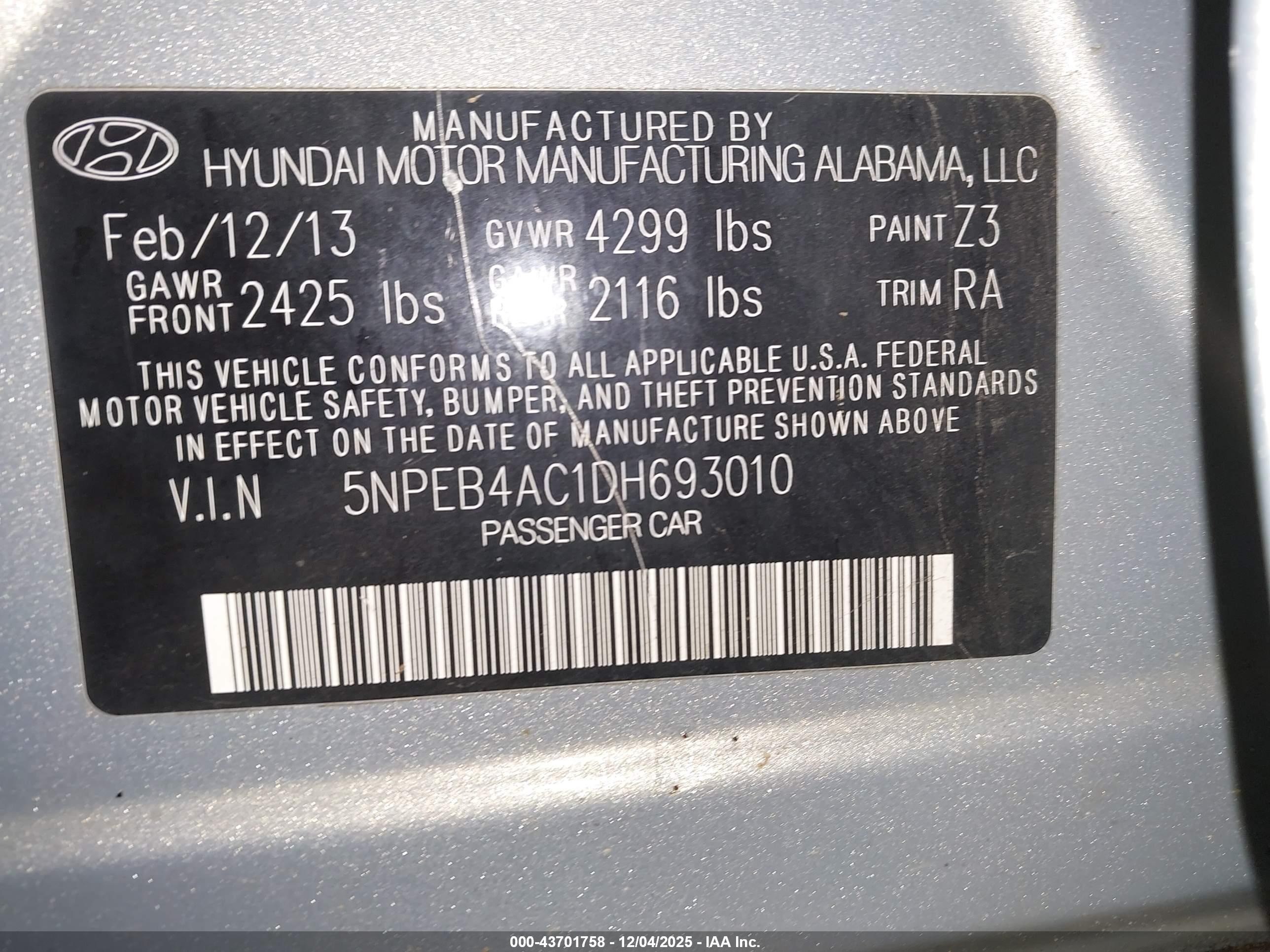 2013 Hyundai Sonata Gls Серебряный vin: 5NPEB4AC1DH693010