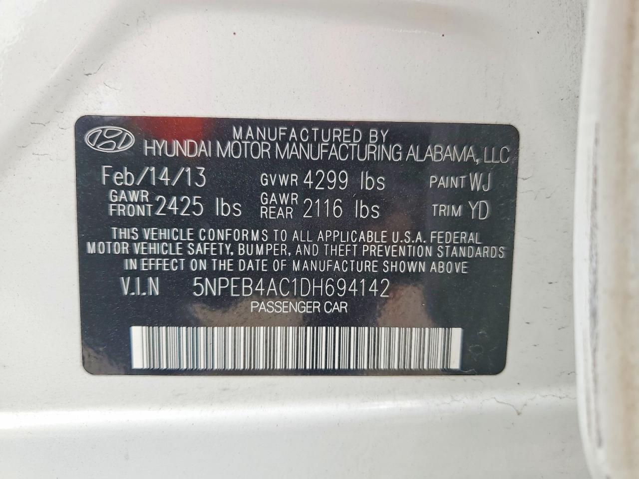 2013 Hyundai Sonata Gls White vin: 5NPEB4AC1DH694142