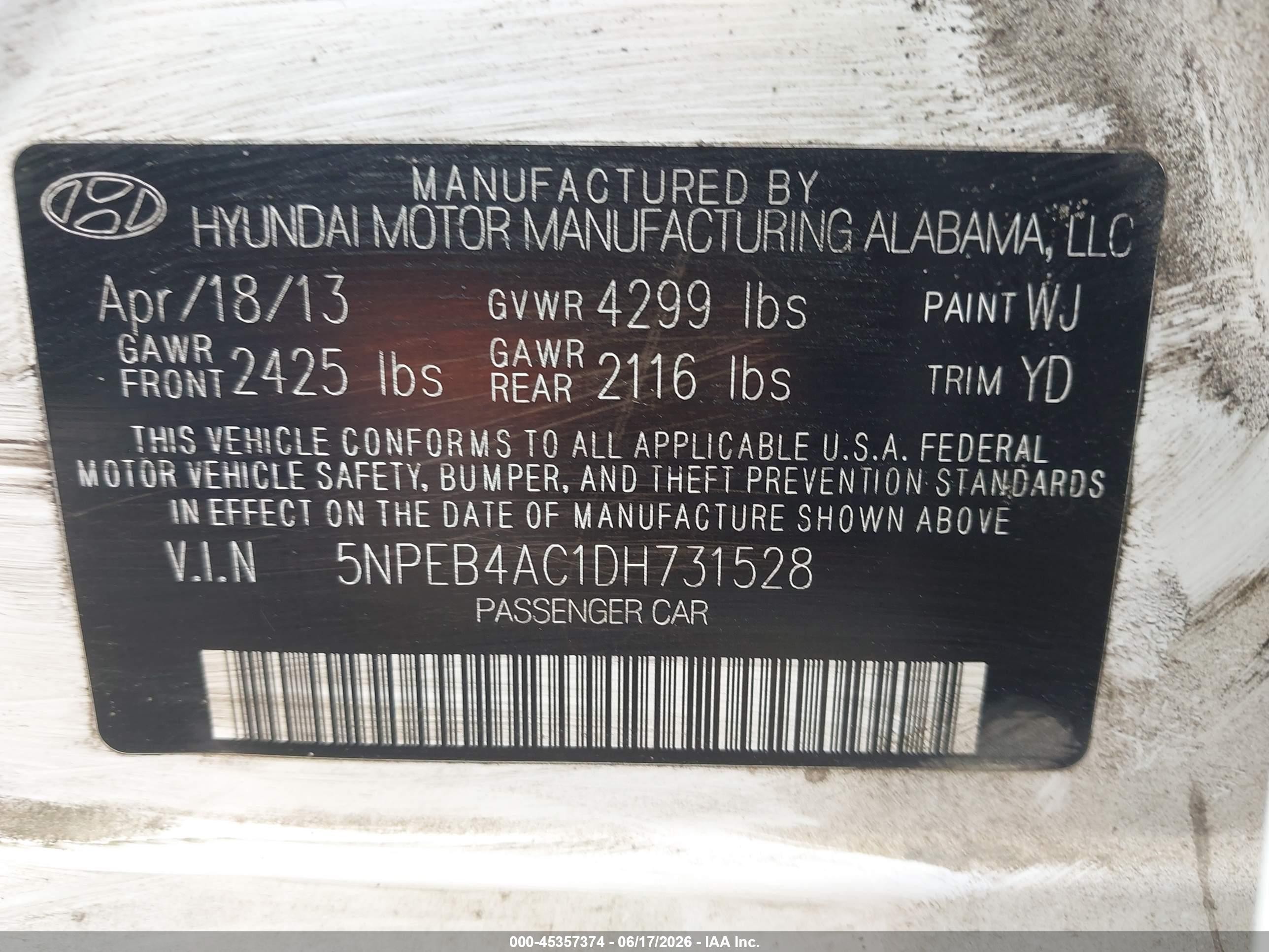 2013 Hyundai Sonata Gls White vin: 5NPEB4AC1DH731528
