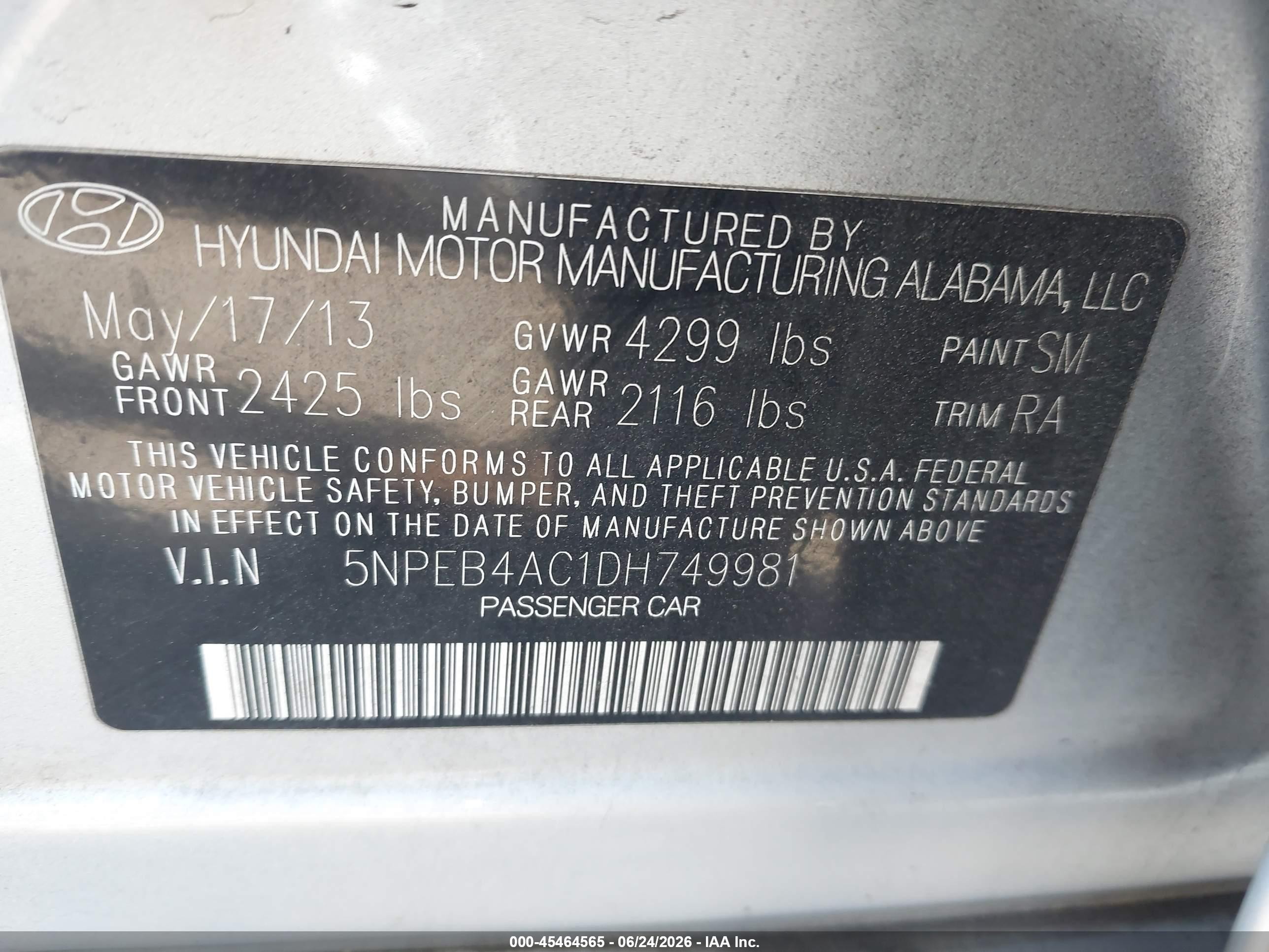 2013 Hyundai Sonata Gls Silver vin: 5NPEB4AC1DH749981