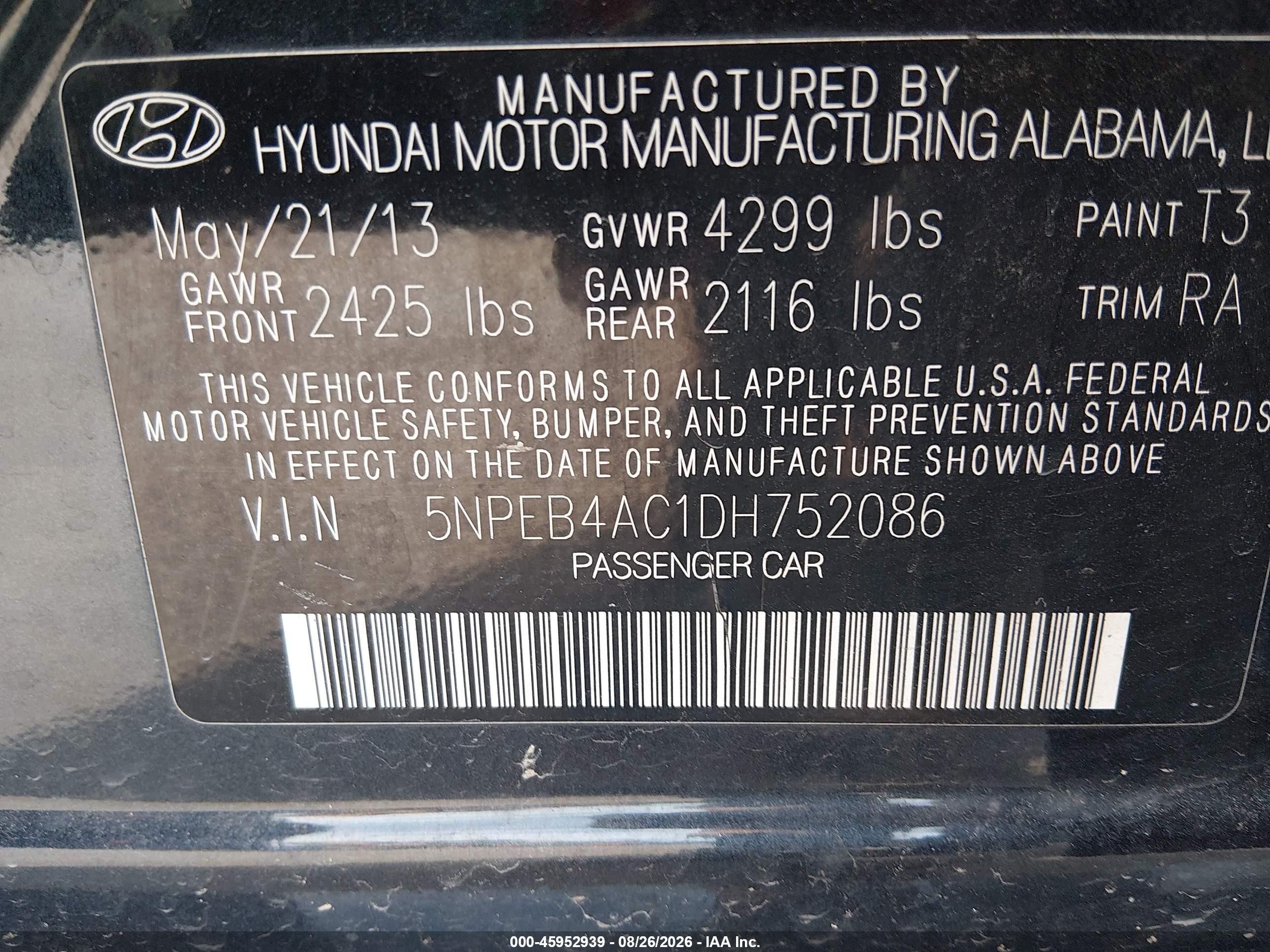 2013 Hyundai Sonata Gls Black vin: 5NPEB4AC1DH752086