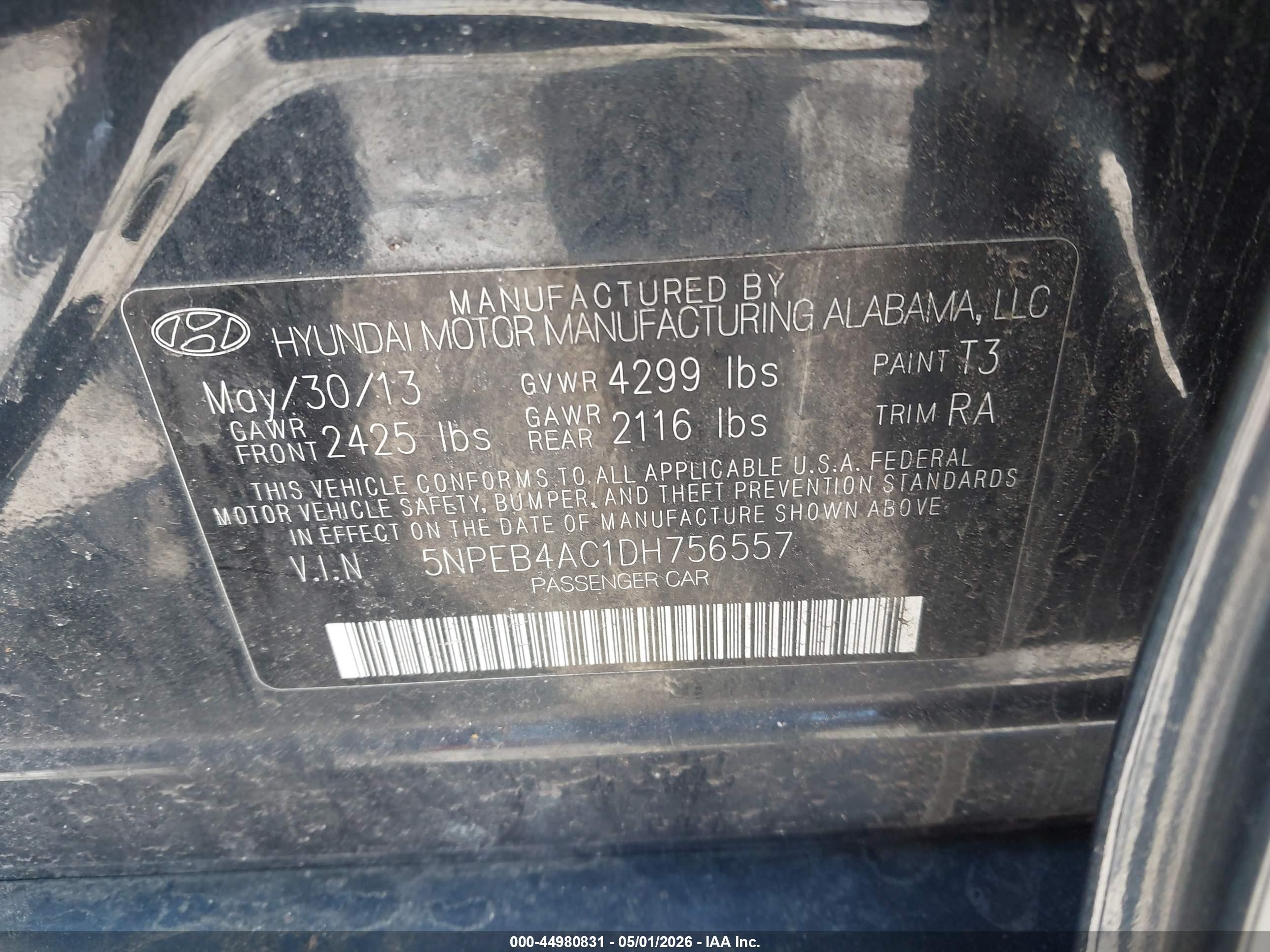 2013 Hyundai Sonata Gls Black vin: 5NPEB4AC1DH756557