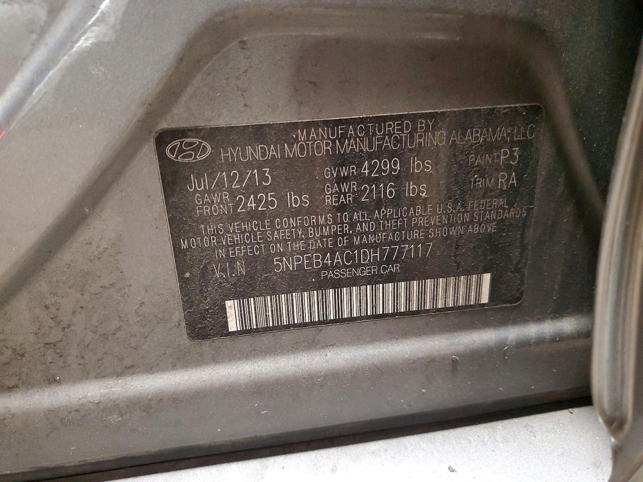 2013 Hyundai Sonata Gls Silver vin: 5NPEB4AC1DH777117