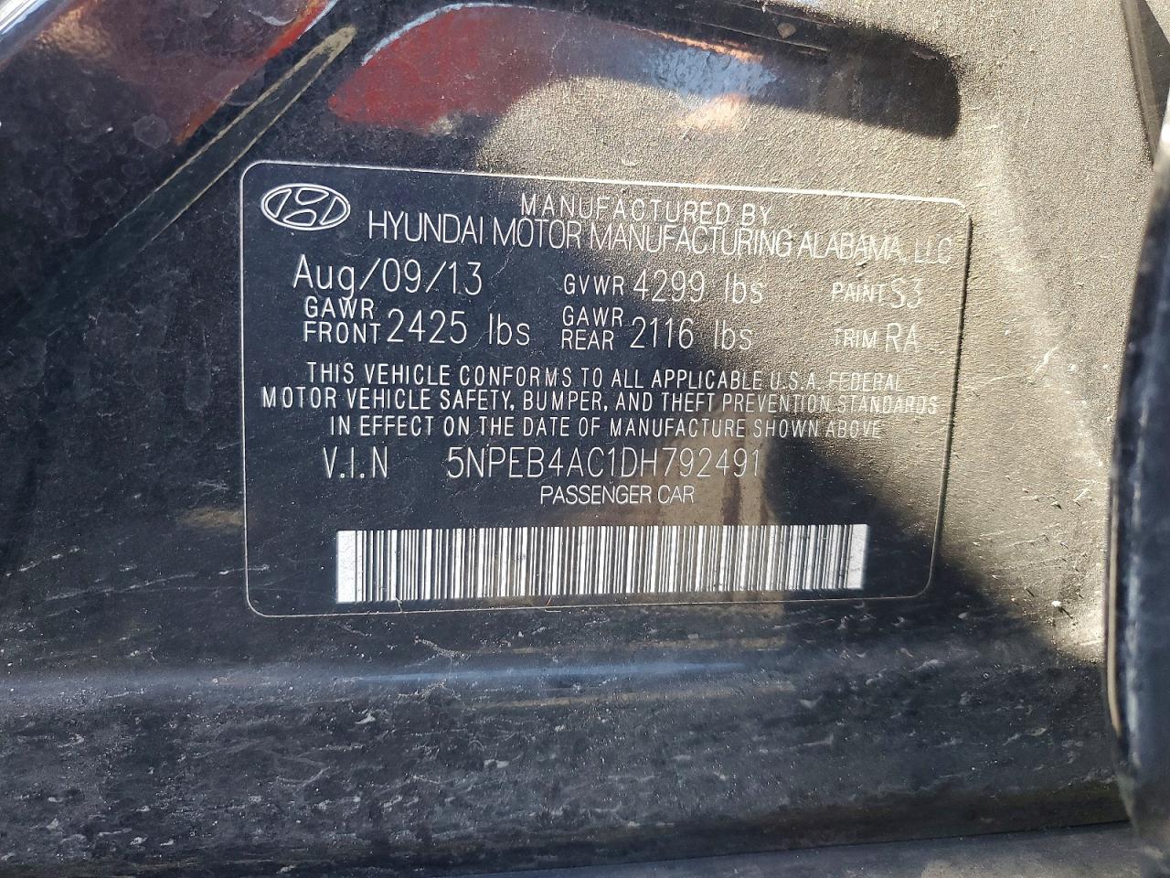 2013 Hyundai Sonata Gls Черный vin: 5NPEB4AC1DH792491
