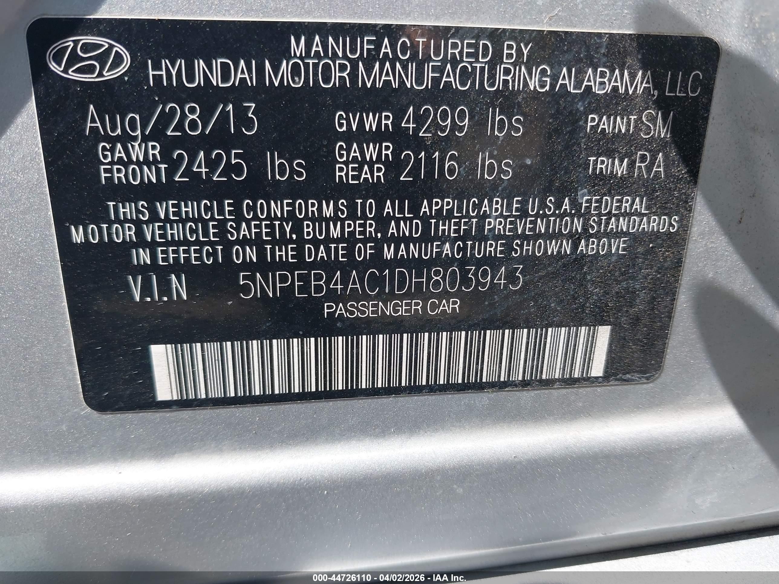 2013 Hyundai Sonata Gls Silver vin: 5NPEB4AC1DH803943