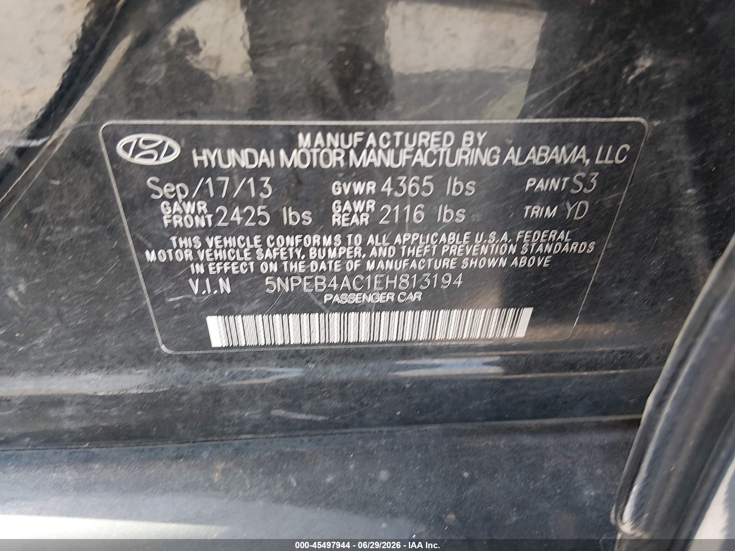 2014 Hyundai Sonata Gls Black vin: 5NPEB4AC1EH813194