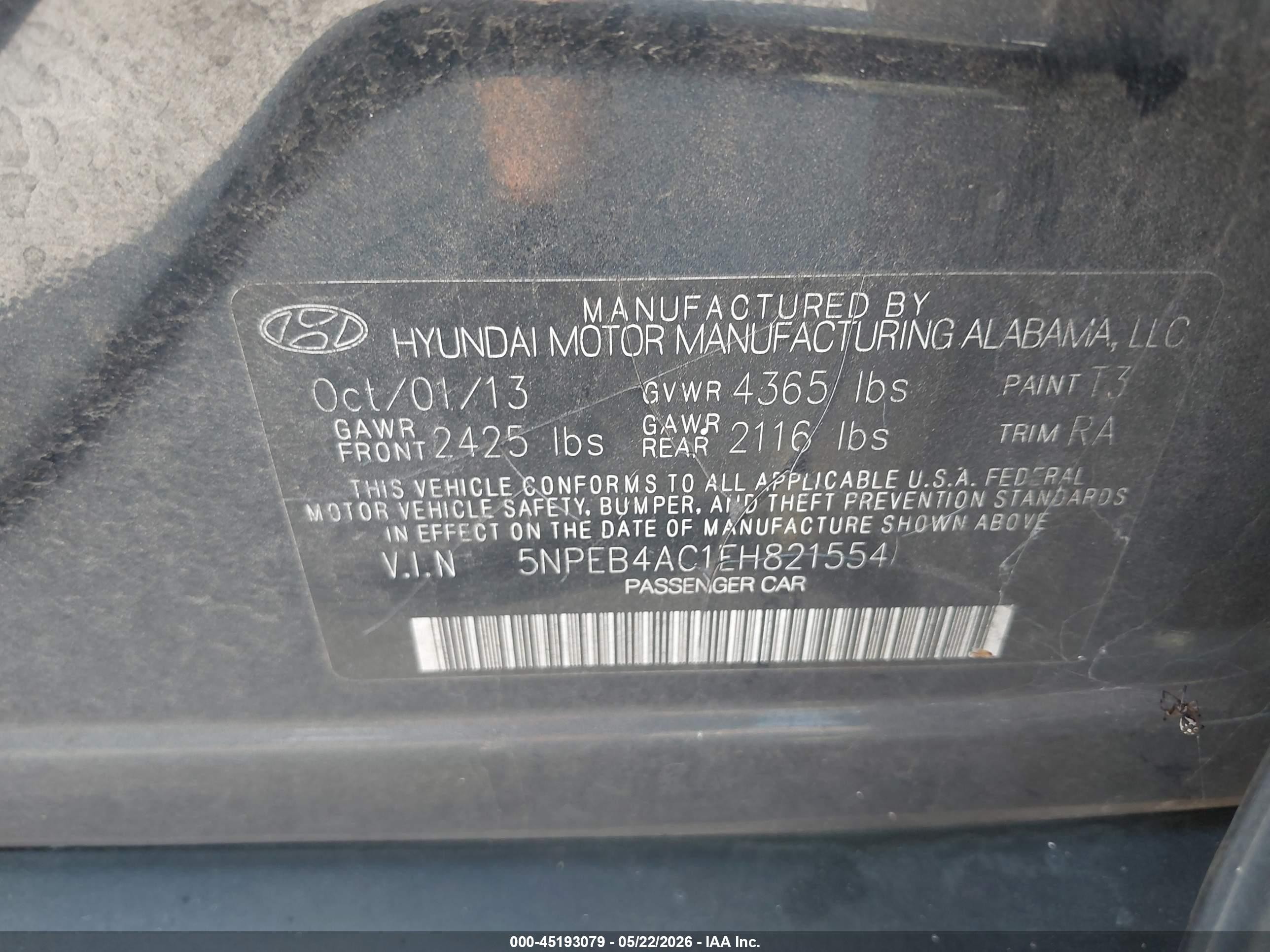2014 Hyundai Sonata Gls Gray vin: 5NPEB4AC1EH821554